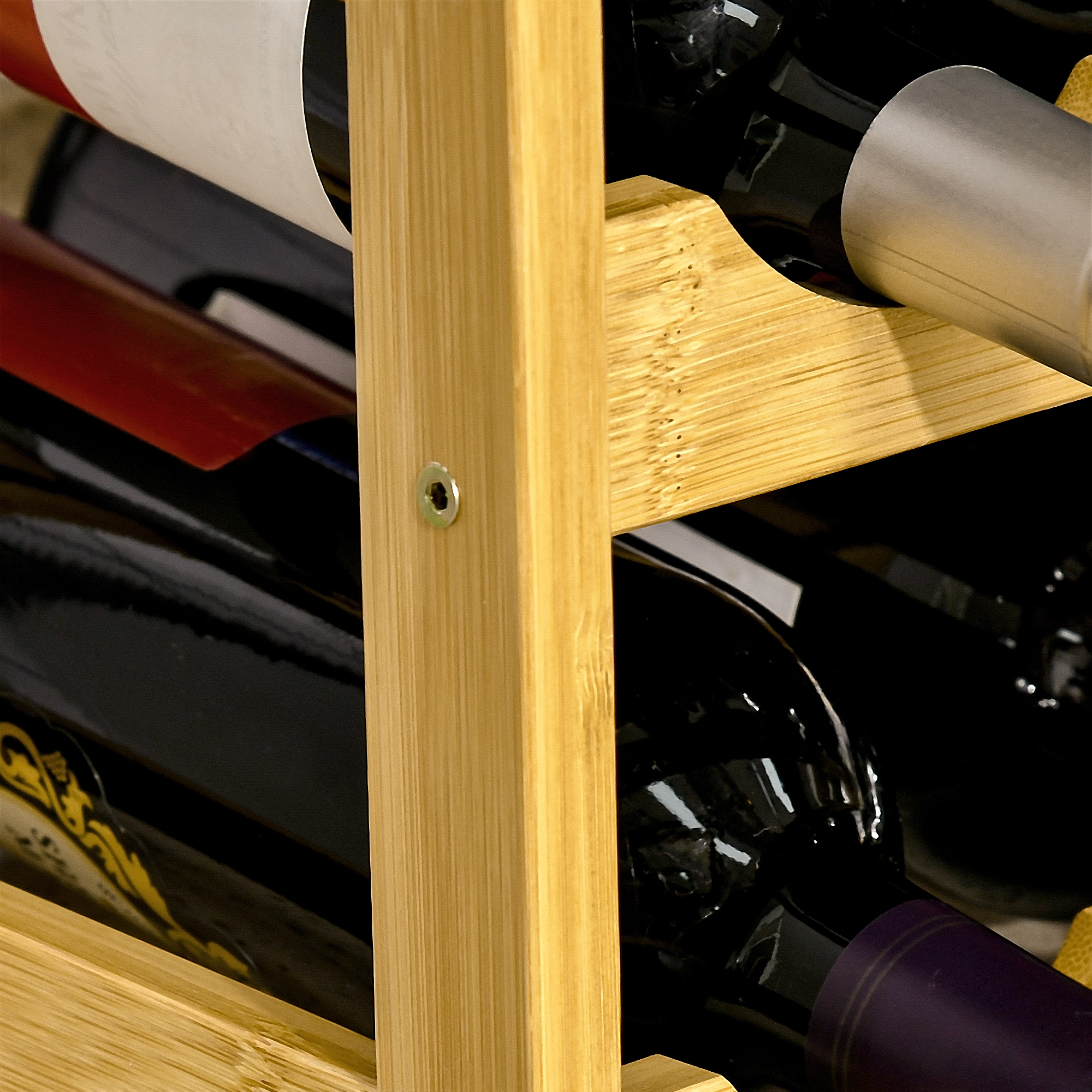 Weinregal aus Bambus für 16  Weinflaschen, 4 Regale, 43 cm x 23,5 cm x 38 cm Natur