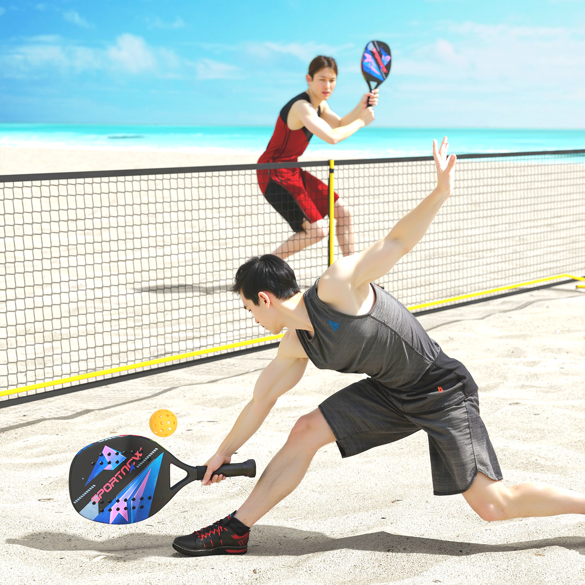 Pickleball Paddles Set Schläger Set mit 2 Schlägern, Kohlefaser Oberfläche rutschfest Griff Tasche für Indoor & Outdoor