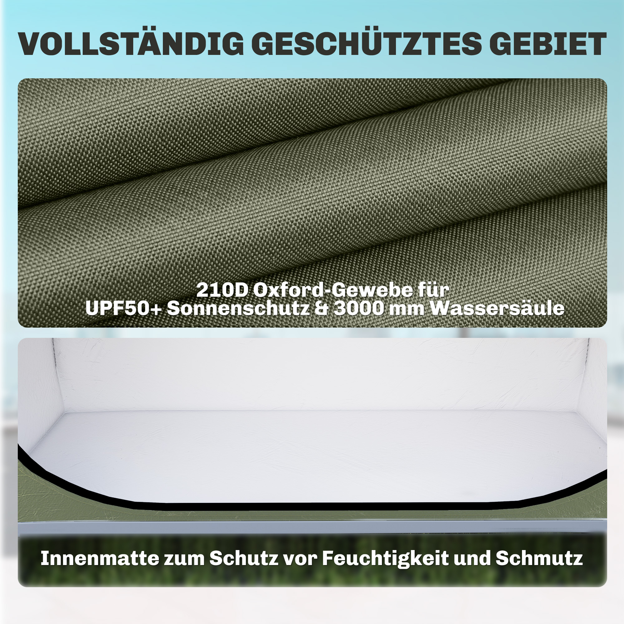 Fahrradzelt für 2 Fahrräder Fahhrradgarage mit Belüftung UPF50+ Wasserdicht 210D Oxford 200 x 80 x 170 cm
