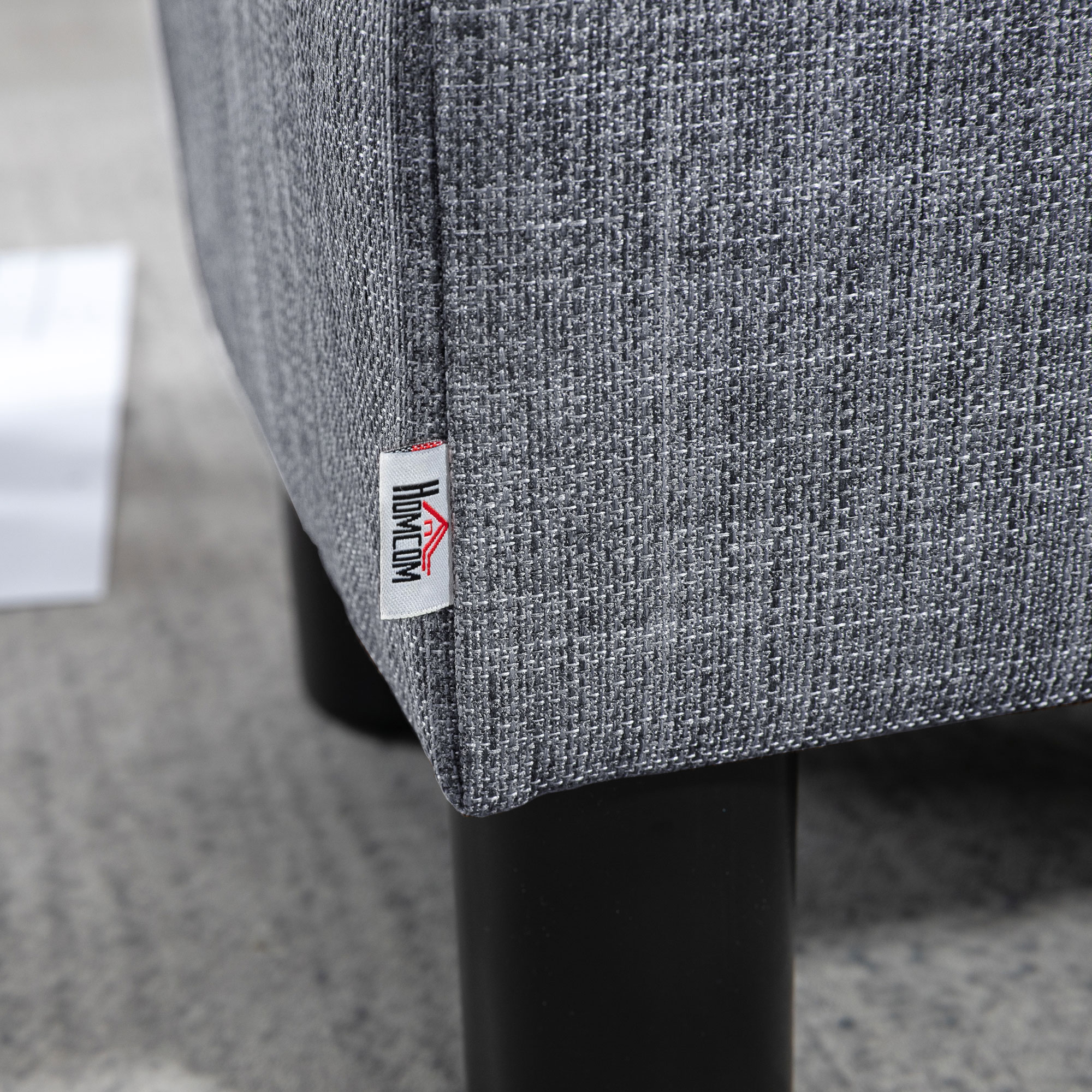 Hocker mit Stoffbezug in Leinenoptik, bis 110 kg, hellgrau, 40 x 30 x 24cm