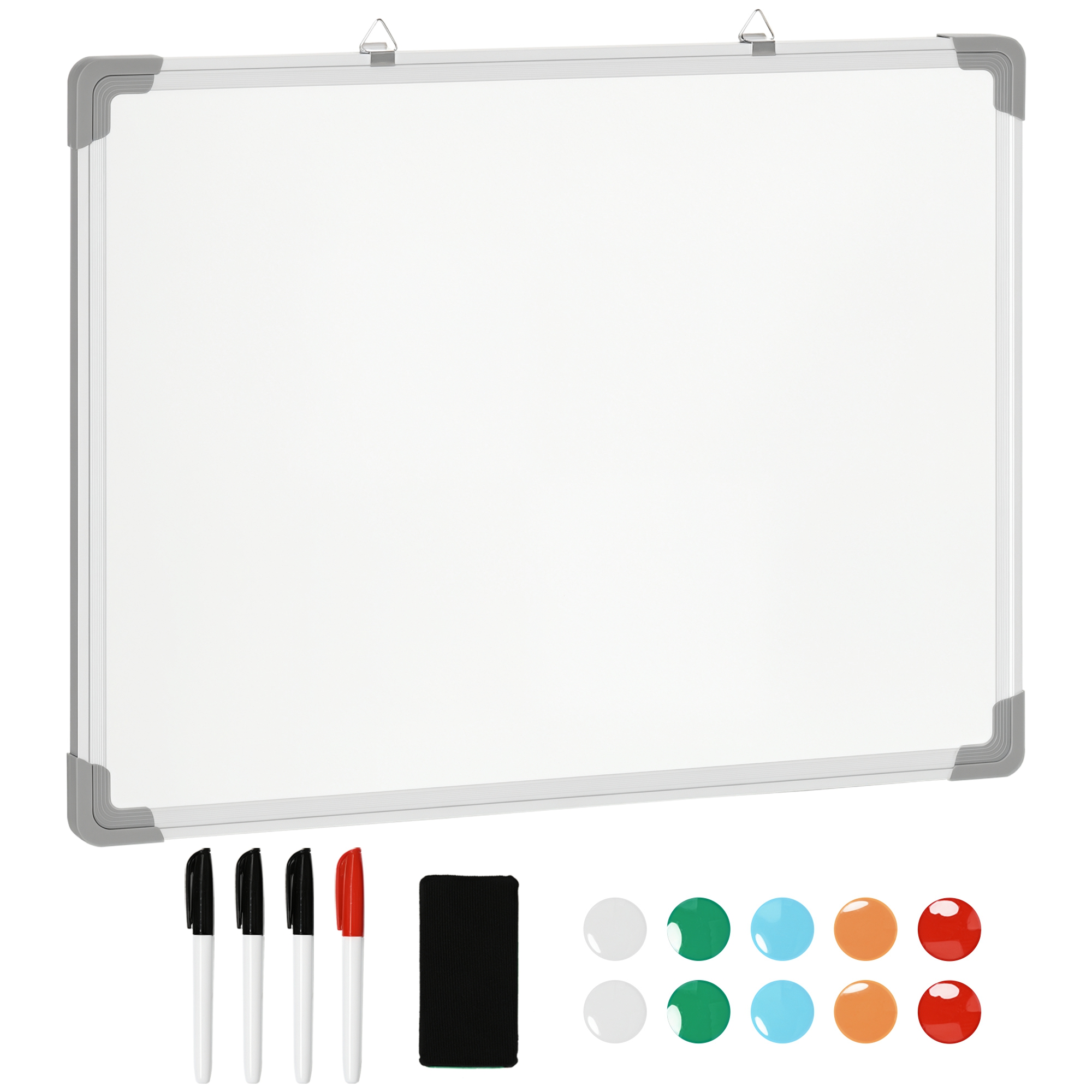 Whiteboard Magnettafel, leicht abwischbar, mit 4 Markern, 10 Magneten, 1 Radierer, 60 x 1,8 x 45cm