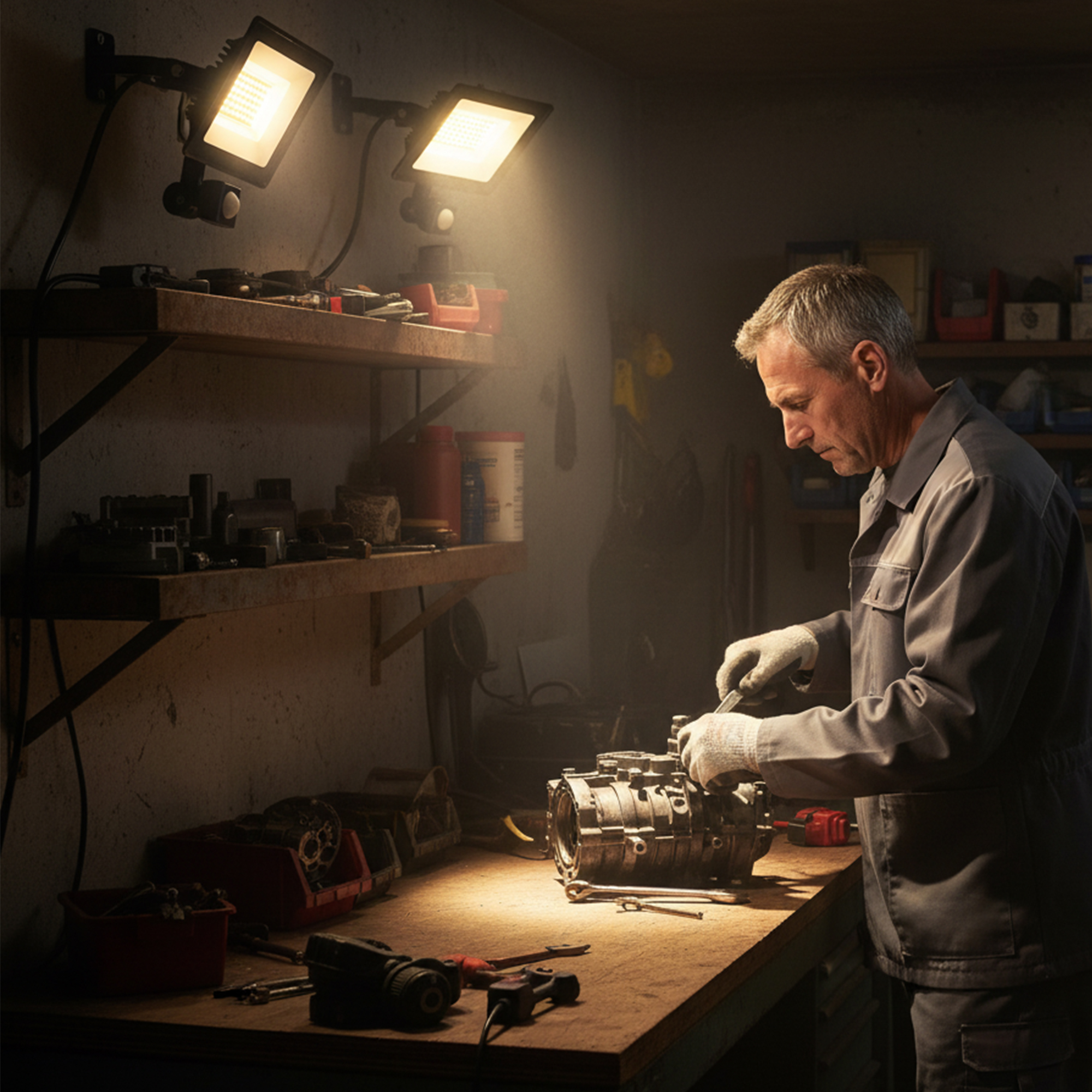 50W Arbeitslampe, verstellbar, 3 Modi, Aluminium, flexibel einsetzbar, Schwarz