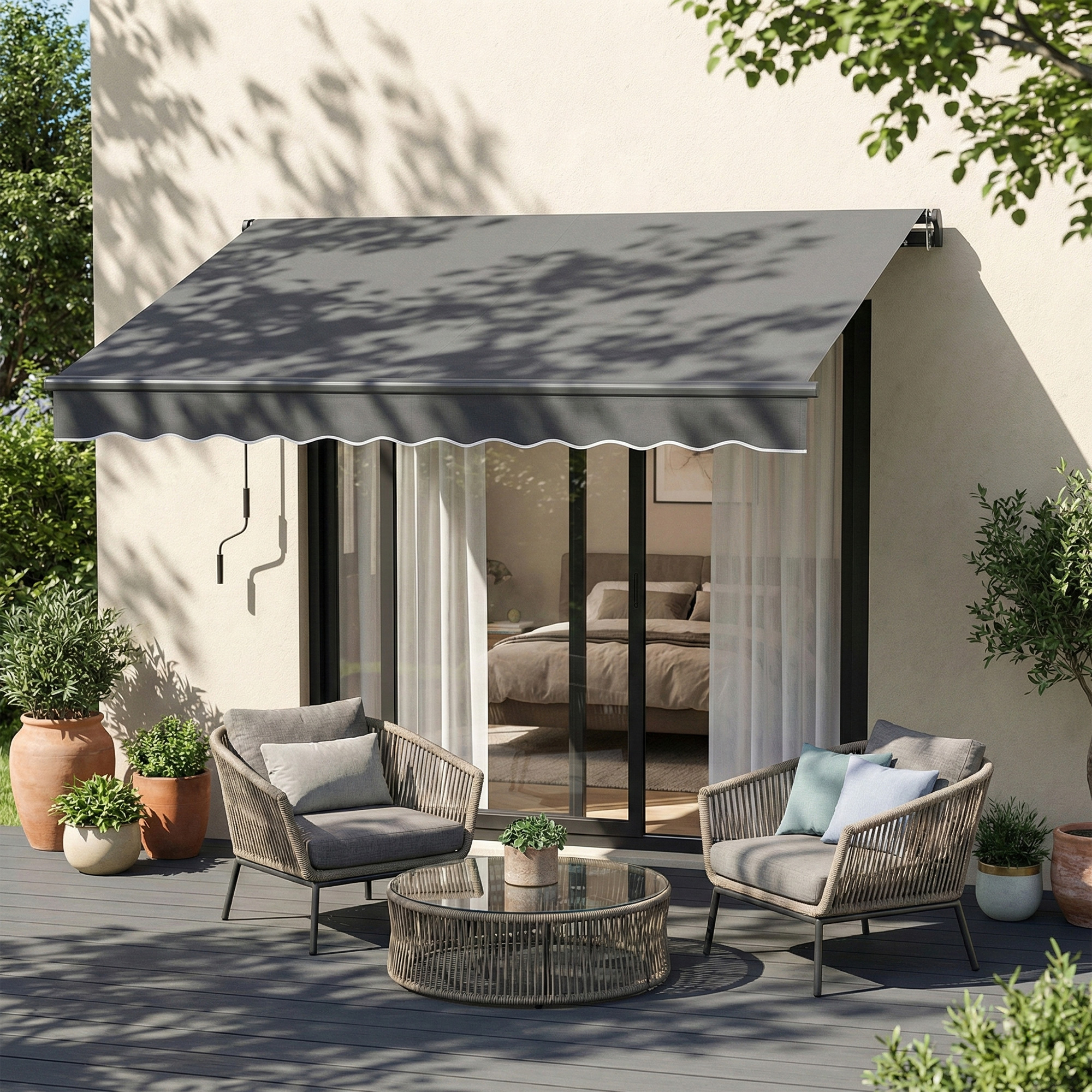 Gelenkarmmarkise Markise 350 x 300cm Gelenkmarkise inkl Kurbel & Wandhalterung, Winkel einstellbar