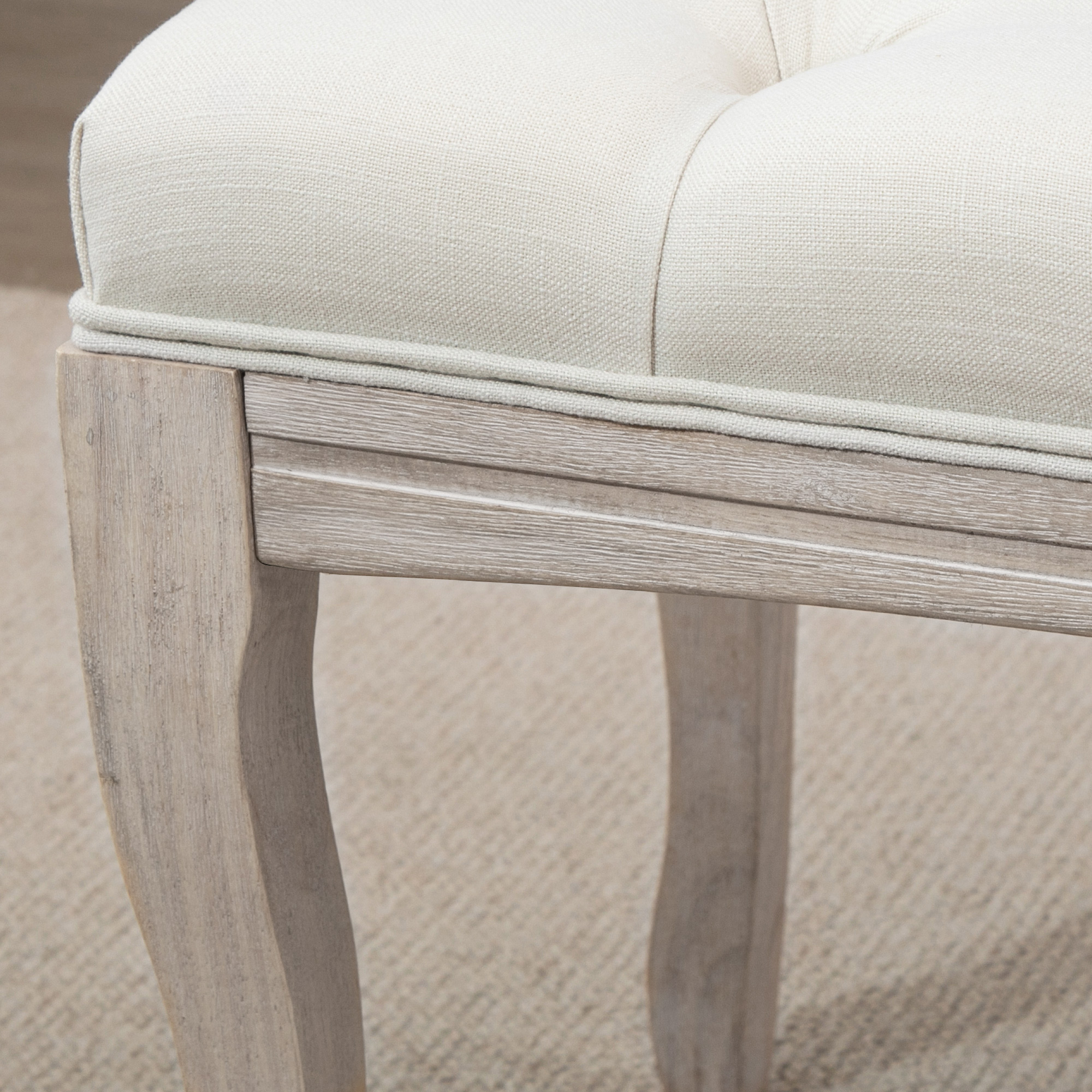 Sitzbank Polsterbank mit Leinen-Bezug Bettbank mit Holzrahmen, Schuhbank für Schlafzimmer, Wohnzimmer, Flur 110 x 40 x 48 cm Beige