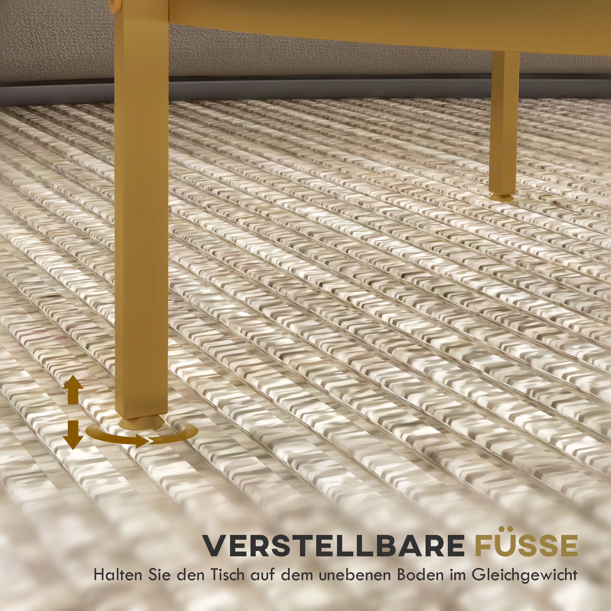 Beistelltisch, modernes Design, 2 Etagen, Ø60x43H cm, Goldton