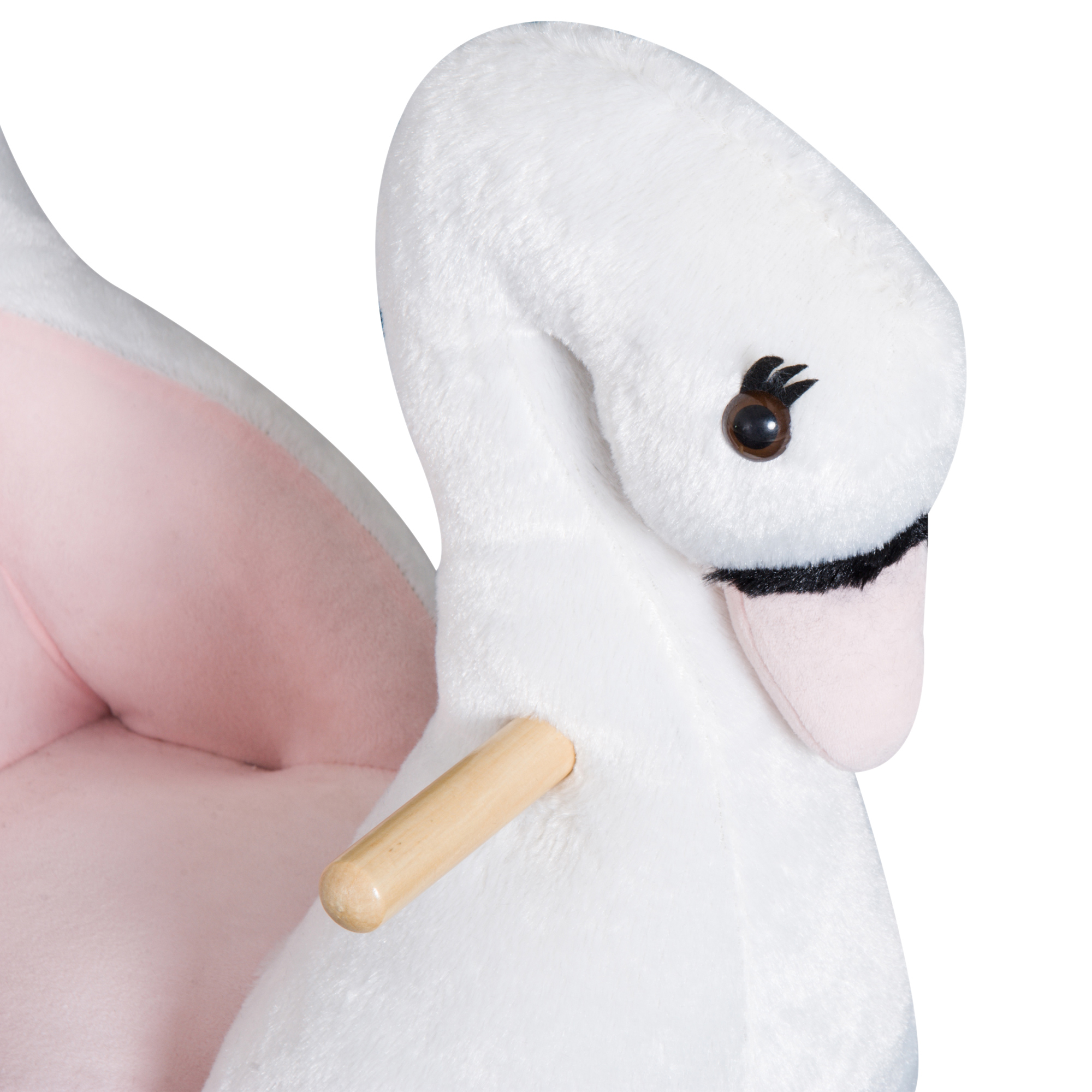 Schaukeltier Schaukelpferd mit Sicherheitsgurt Musik, 55 cm Baby Schaukel aus weichem Plüsch Schaukelspielzeug Spielzeug Wippe für Baby Kinder Kleinkinder ab 18 Monate Holz