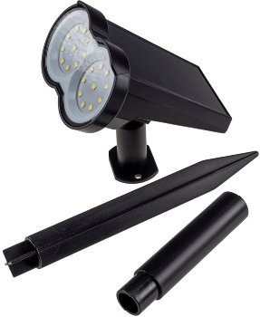 LED Solar Gartenstrahler mit Erdspieß / 80lm, Dämmerungssensor, IP65