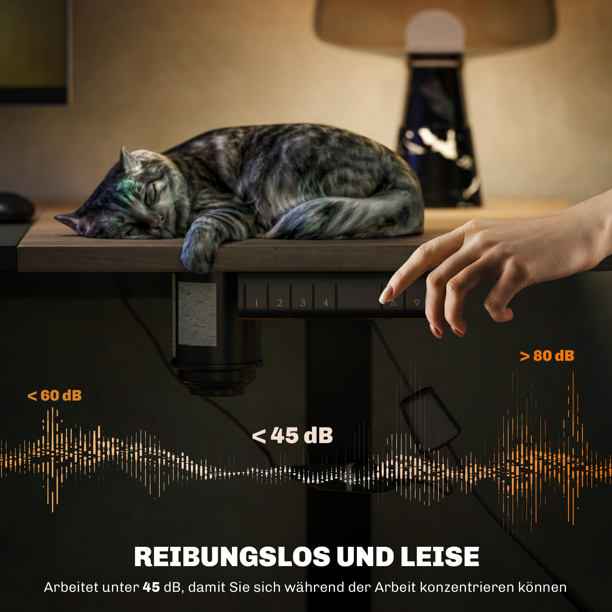 Höhenverstellbarer Schreibtisch Elektrisch 140 x 70 cm Computertisch mit 4 Memory-Steuerung, 4 tlg, Tischplatte, Steh-Sitz Tisch mit Anti-Kollision, Überhitzungsschutz Schwarz