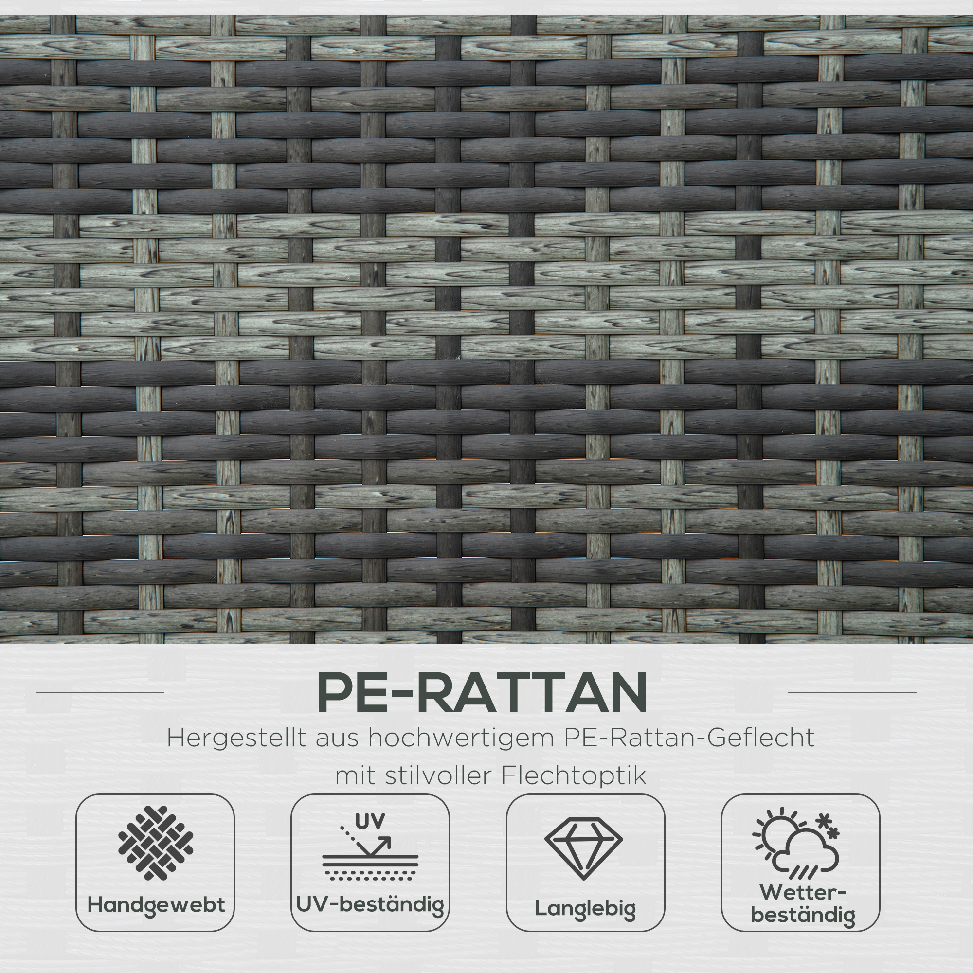 Polyrattan Doppelliege Sonnenliege Gartenliege für 2 Personen Relaxliege Luxus Lounge 5-stufige Rückenlehne Metall PE Rattan Grau 196 x 120 x 28 cm