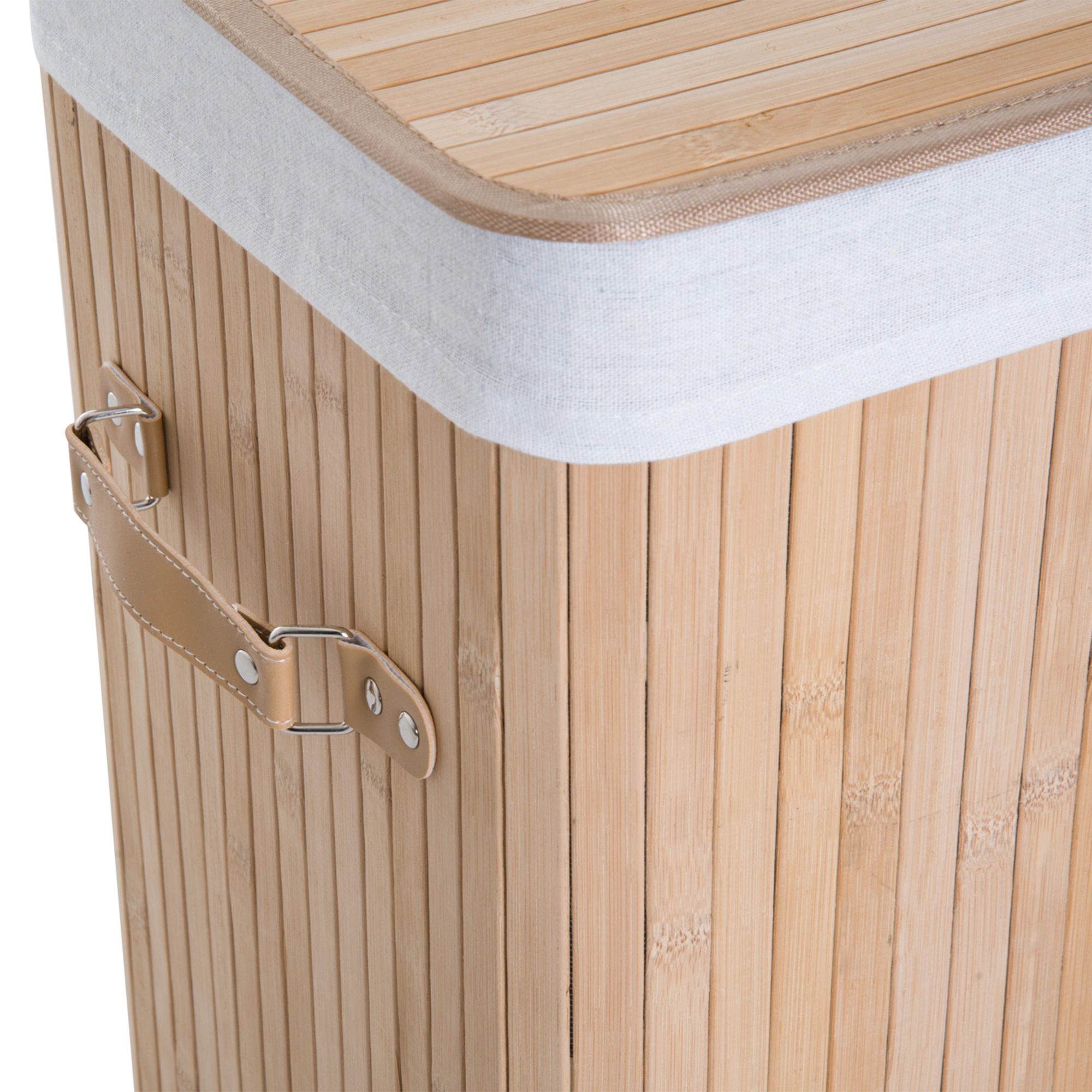 Wäschekorb schmal mit Deckel 72L Wäschesammler mit Griff, herausnehmbarer Wäschesack, Wäschebox für Waschküche Schlafzimmer Badezimmer Natur
