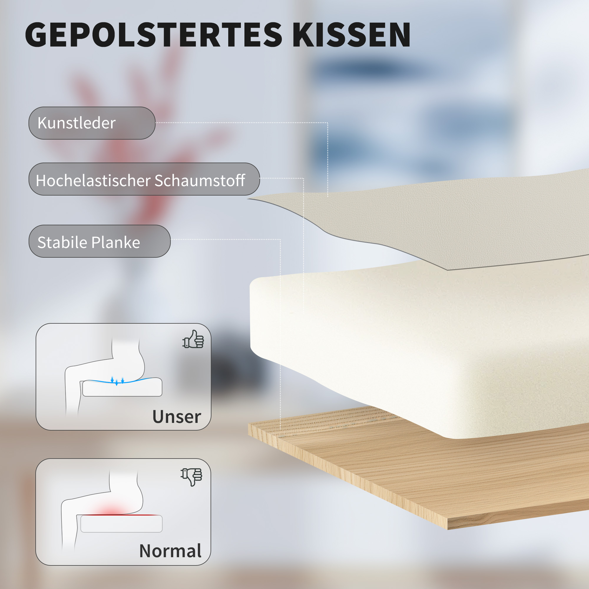 Bürostuhl mit tierfreundlichem Kunstleder-Bezug, Fußstütze, höhenverstellbar, rollbar, Beige