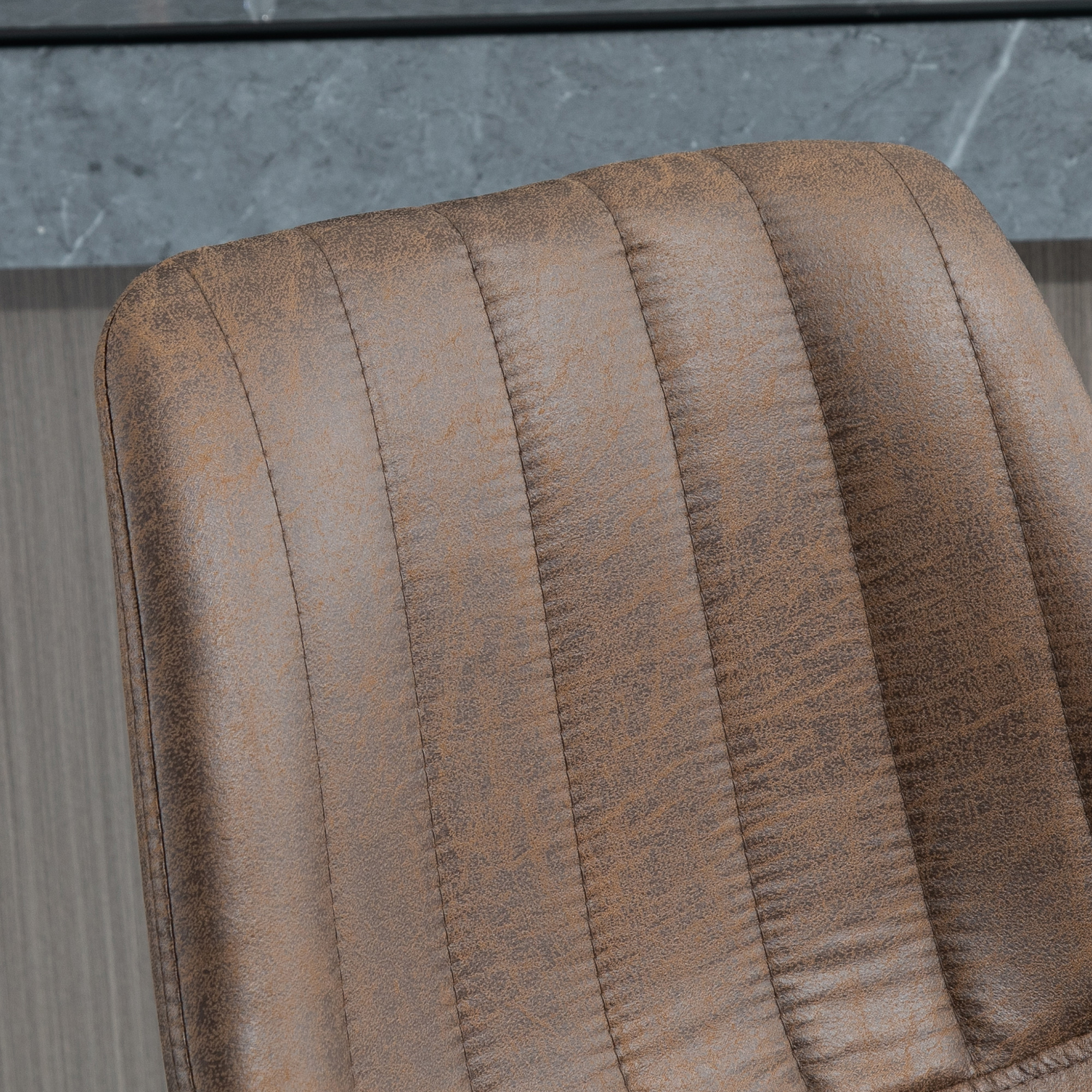 2er-Set Barhocker im Retrodesign, inkl, Fußstütze, höhenverstellbar, Gaslift, Braun + Schwarz