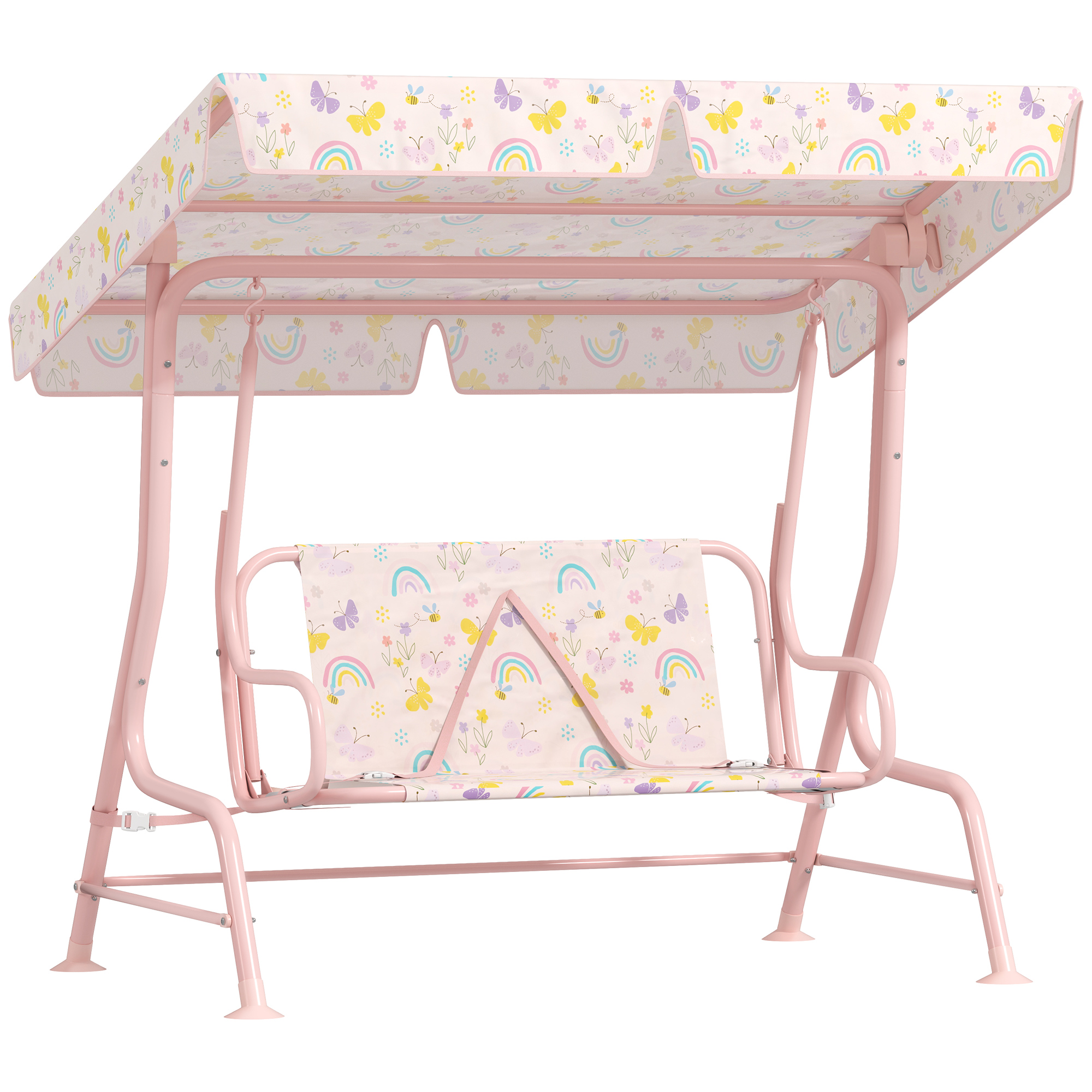 Hollywoodschaukel für Kinder, Stahlrahmen, 2-Sitzer, 60 kg belastbar, Rosa