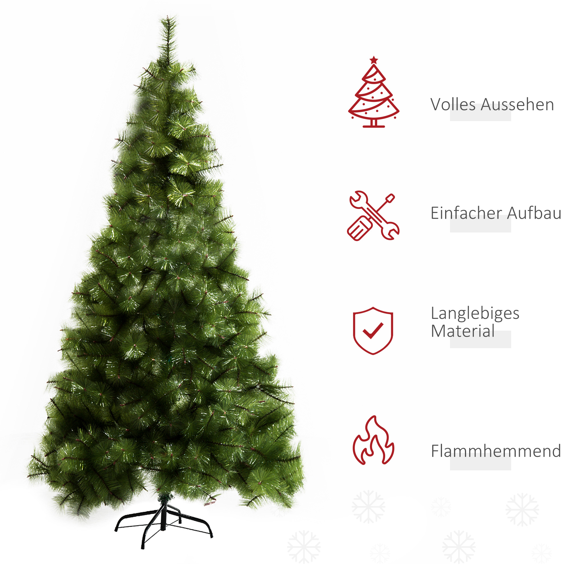 Weihnachtsbaum 210 cm künstlich Tannenbaum mit 505 Spitzen Christbaum Weihnachtsdeko inkl, Metallständer für drinnen