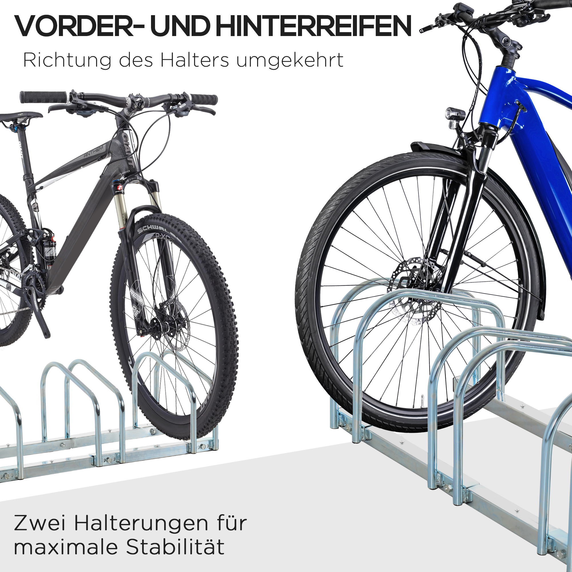 Fahrradständer für 6 Fahrräder wetterfest Wand- oder Bodenmontage Stahl 179 x 33 x 27cm