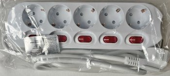 Steckdosenleiste mit Einzelschaltung / 5-fach, weiß, 1,5m Kabel