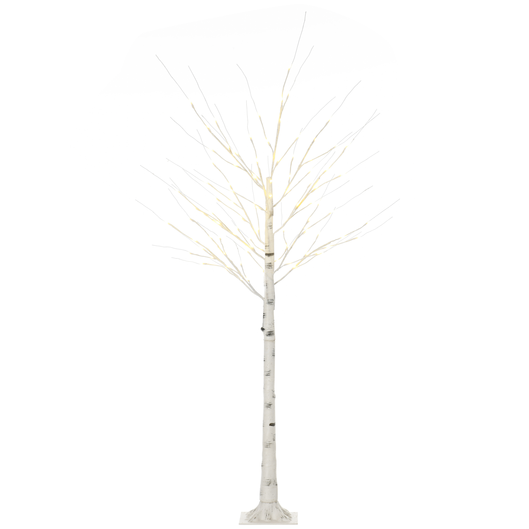 Kunstbaum, Kunstbirke, mit LED-Beleuchtung, warmweiß, realistische, weiße Rinde, 22 x 22 x 180cm