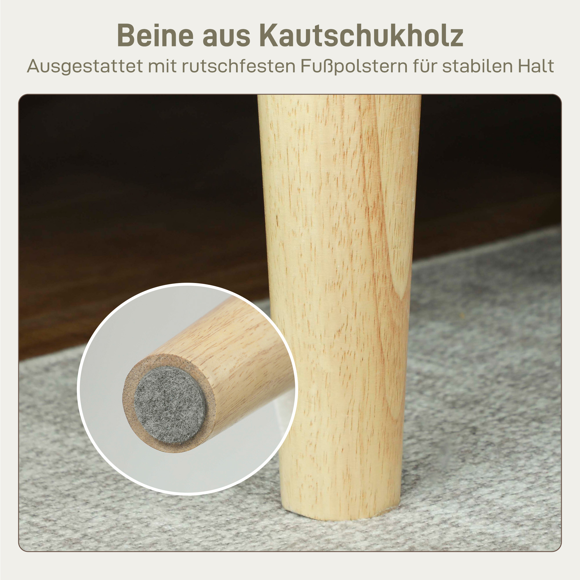 2-Sitzer-Sofa, Doppelsitzsofa mit Kautschukholzbeinen, Polstersofa für Wohnzimmer, Schlafzimmer, Cremeweiß