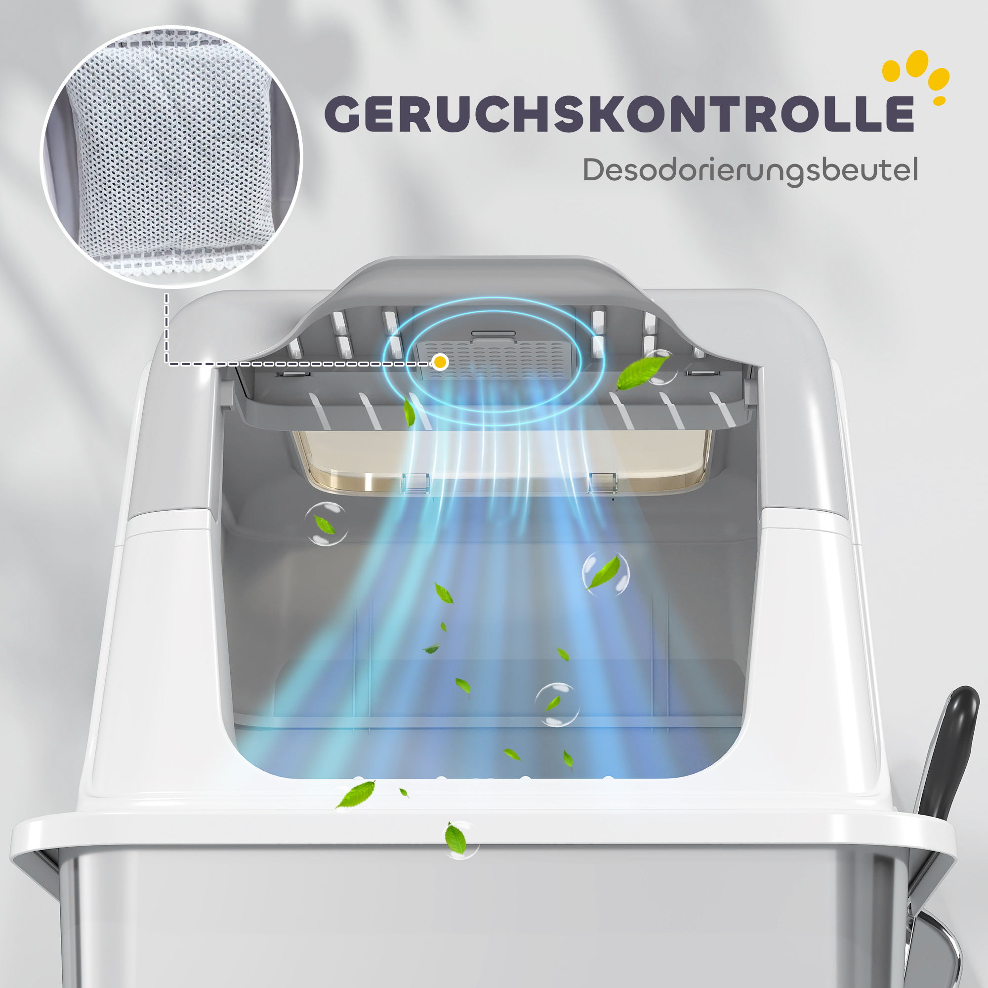 Katzenklo, Katzentoilette mit Deckel, Streuschaufel, vorne Eingang und ober Ausgang Edelstahl bis 7 kg