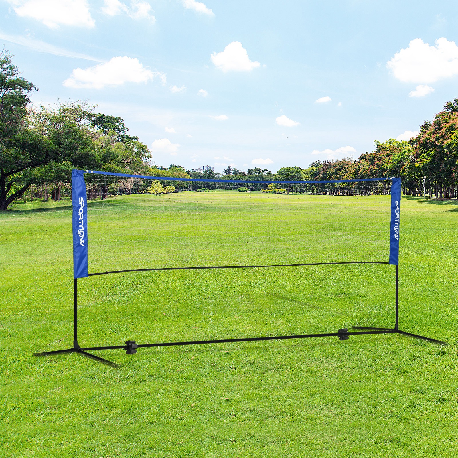 Badmintonnetz, höhenverstellbar, faltbar, mit Tragetasche, 3,10m, Schwarz/Blau