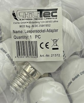 Lampensockel-Adapter, Kunststoff / E14 auf E27