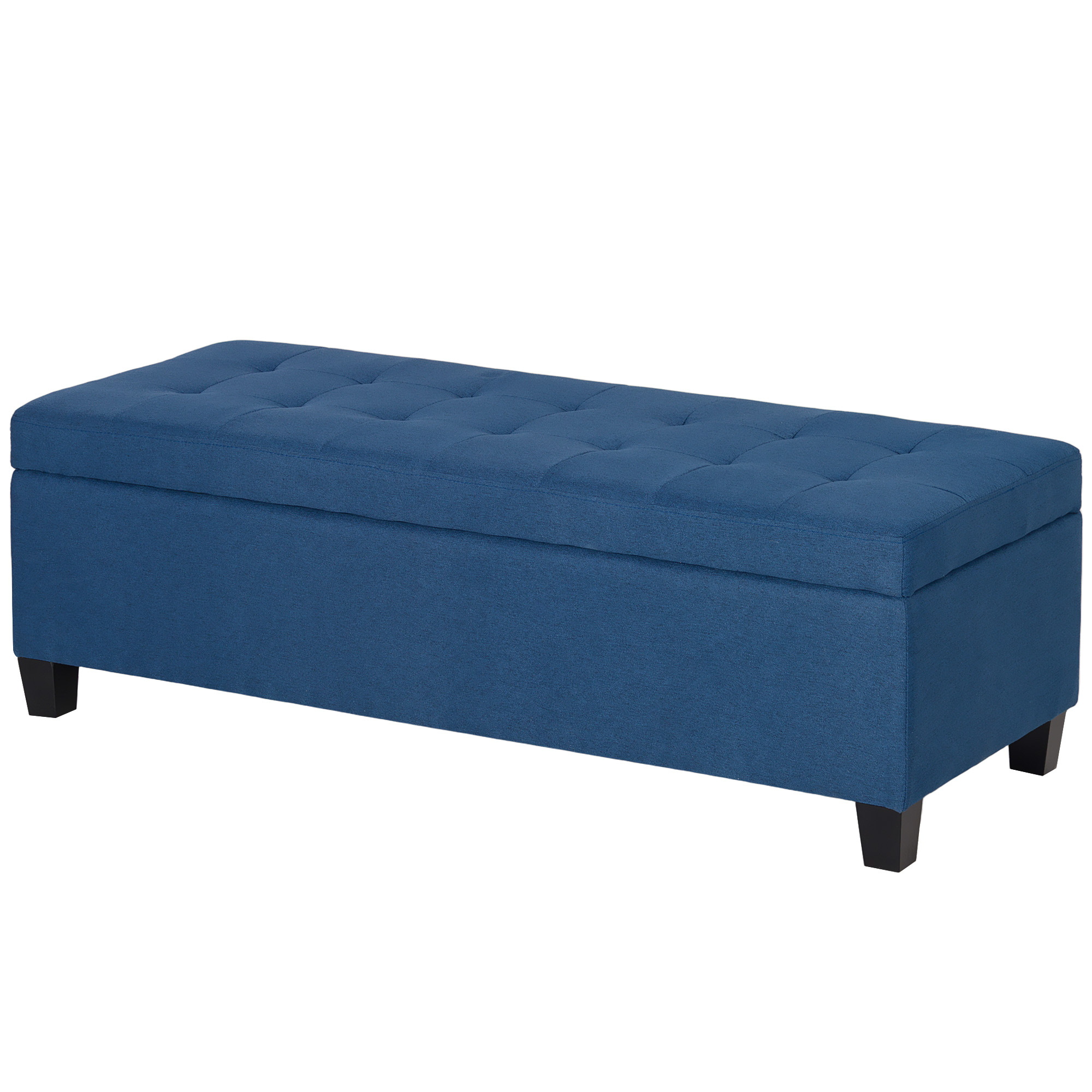 Sitzbank mit Stauraum, Ottomane, Flurbank, Knopfheftung,125,1 cm x 48,9 cm x 41,3 cm, Blau
