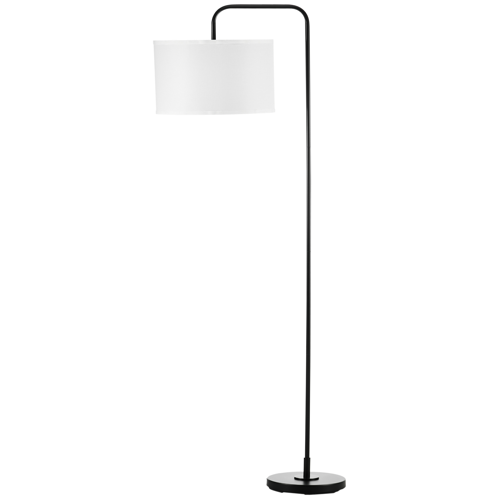 Stehlampe mit Fußschalter, Bodenlampe mit Stoffschirm, Stahl, Weiß