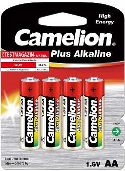 Mignon-Batterien CAMELION AlkalinePlus / Typ AA/LR6, 1,5V, 4er Pack