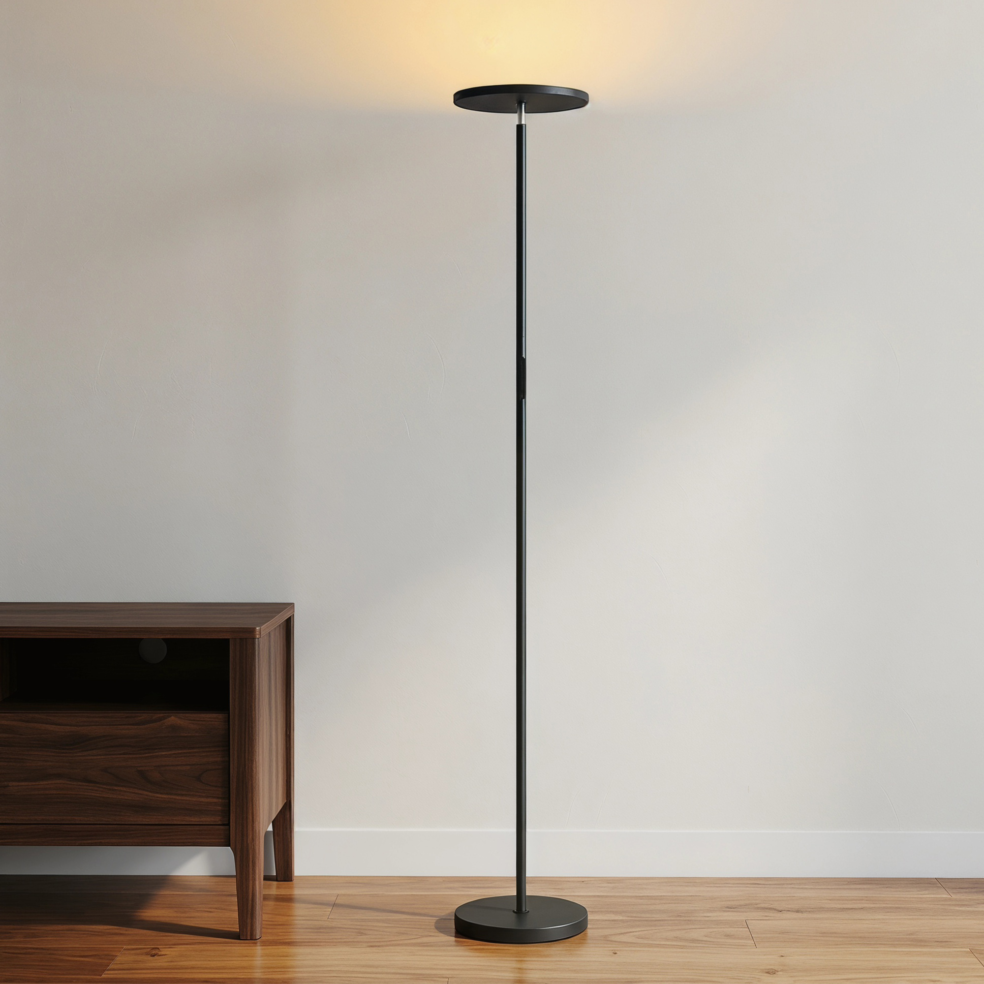 RGB Uplighter Stehlampe, dimmbare Lampe mit Fernbedienung & Touch-Steuerung, 350° drehbarer Kopf, Schwarz