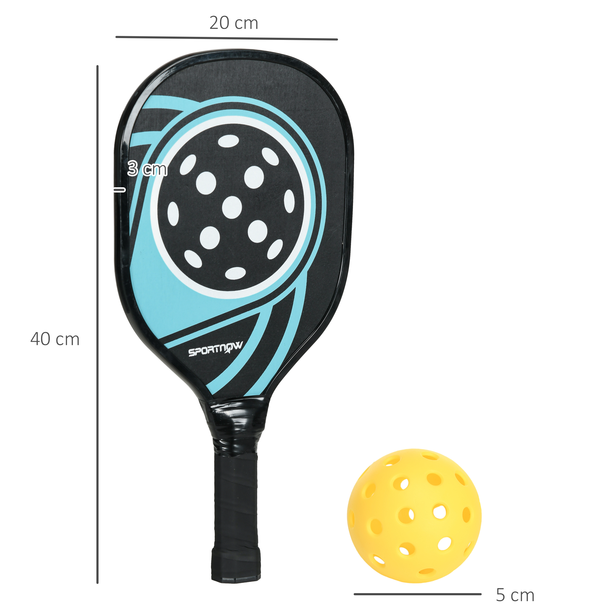 Pickleball-Set mit 4 Schlägern, 4 Bällen, Tragetasche, leicht und robust, Blau+Schwarz