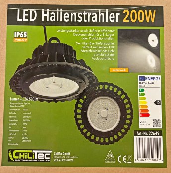 LED-Hallenstrahler PRO 200Watt, 110° / 26500 Lumen, 4000K, 230V / 50Hz, IP65