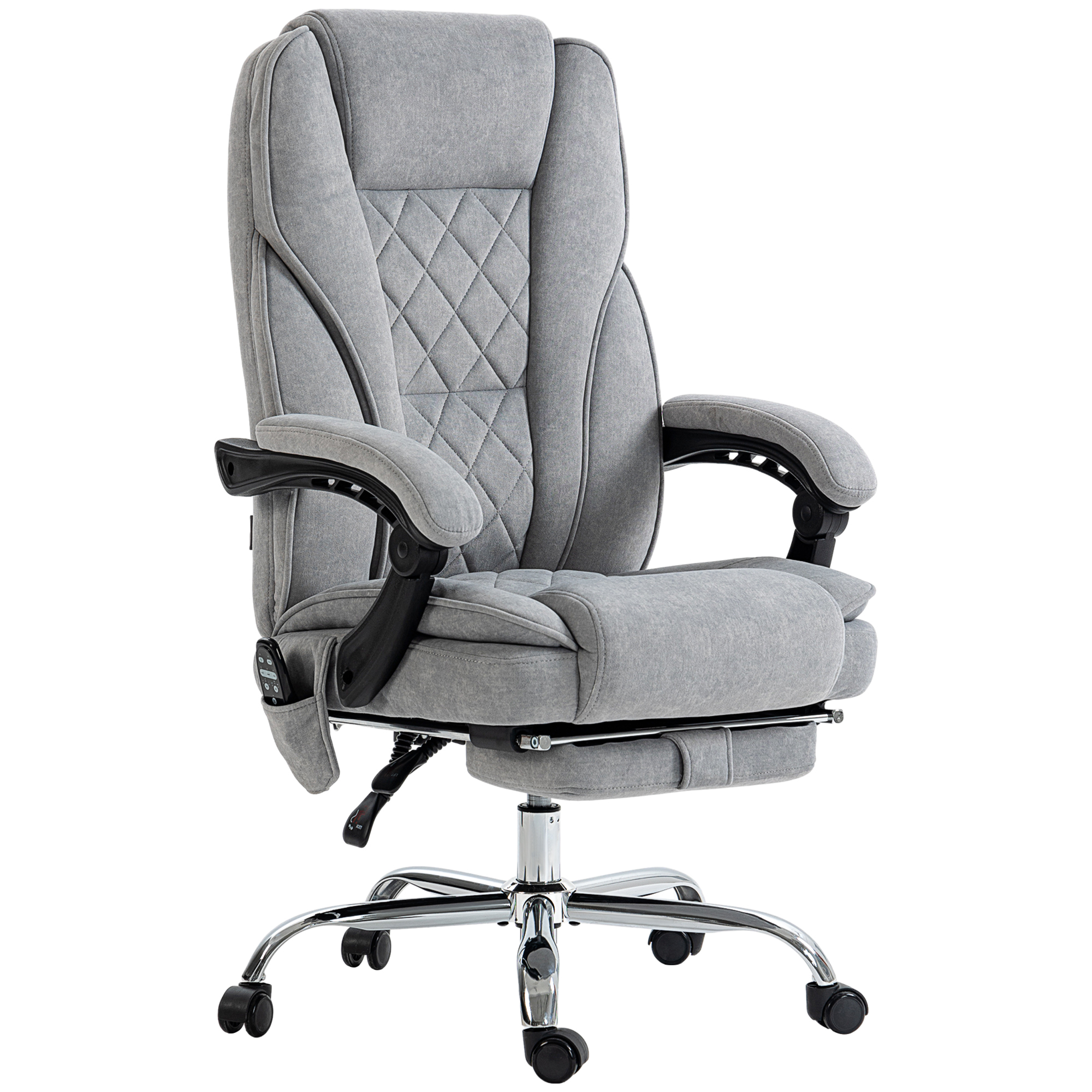 ergonomischer Bürostuhl mit Massagefunktion, Fußstütze, drehbar, rollbar, Grau