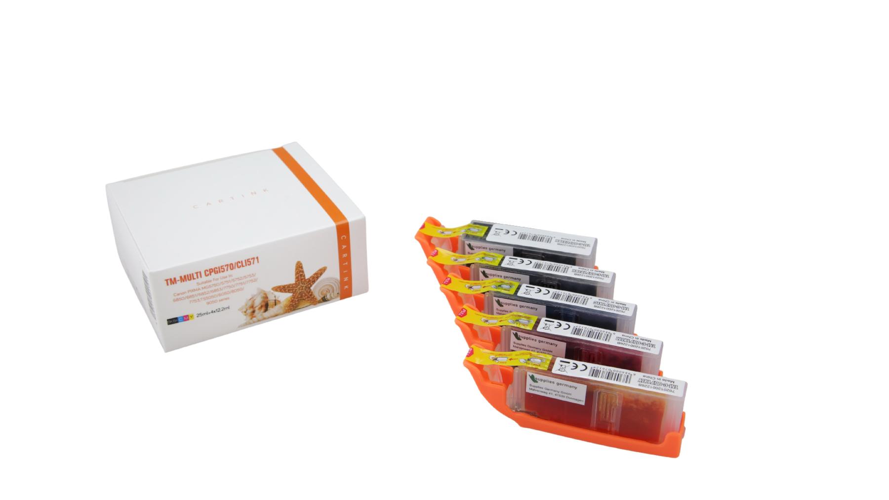 Multipack PGI570/CLI571 alternativ Tinte für Canon / 0372C004 / PGI57025ml / CLI571BK,C,M,Y12,2ml