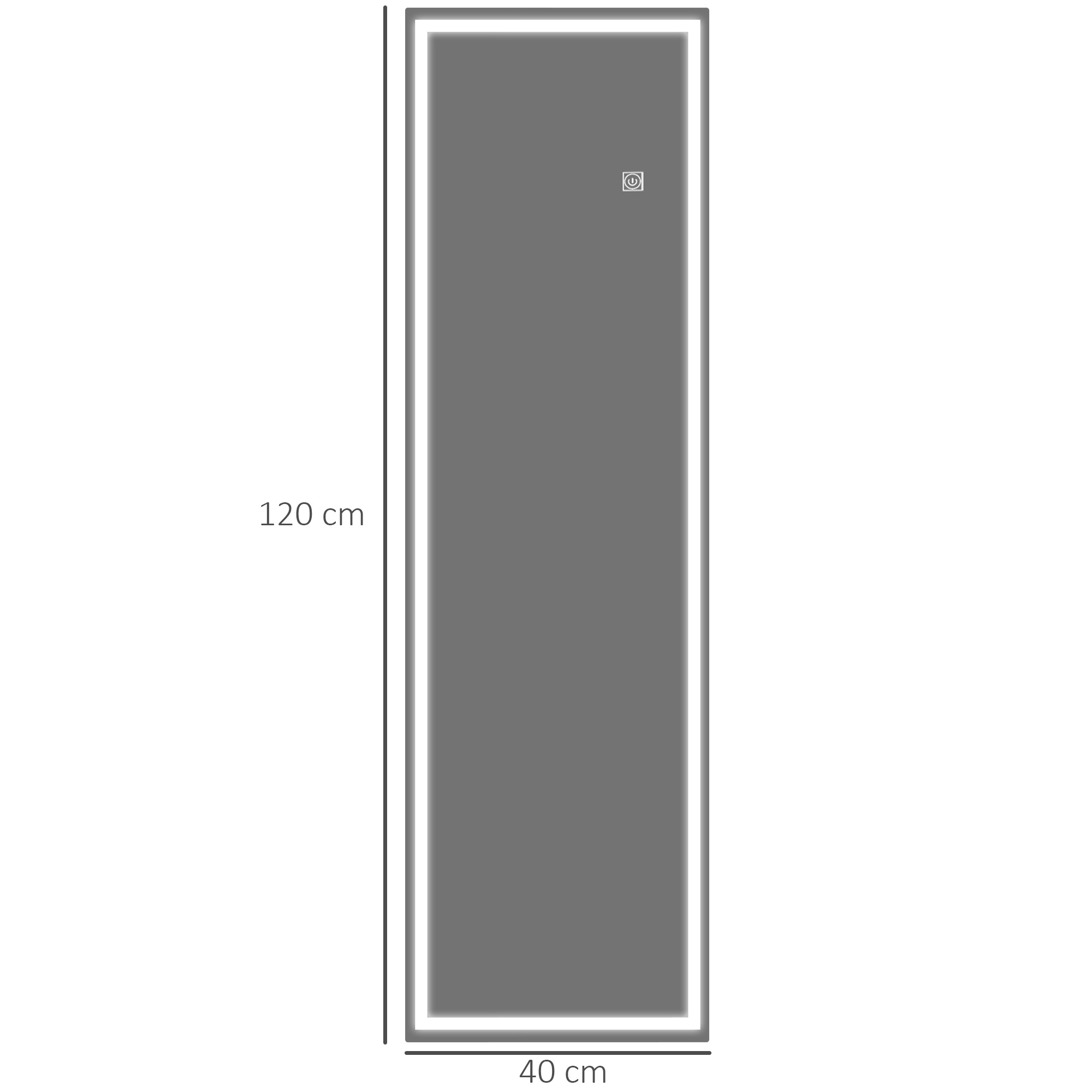 Ganzkörperspiegel mit LED, dimmbar, Touchsensor, Speicherfunktion, silber, 40x120 cm