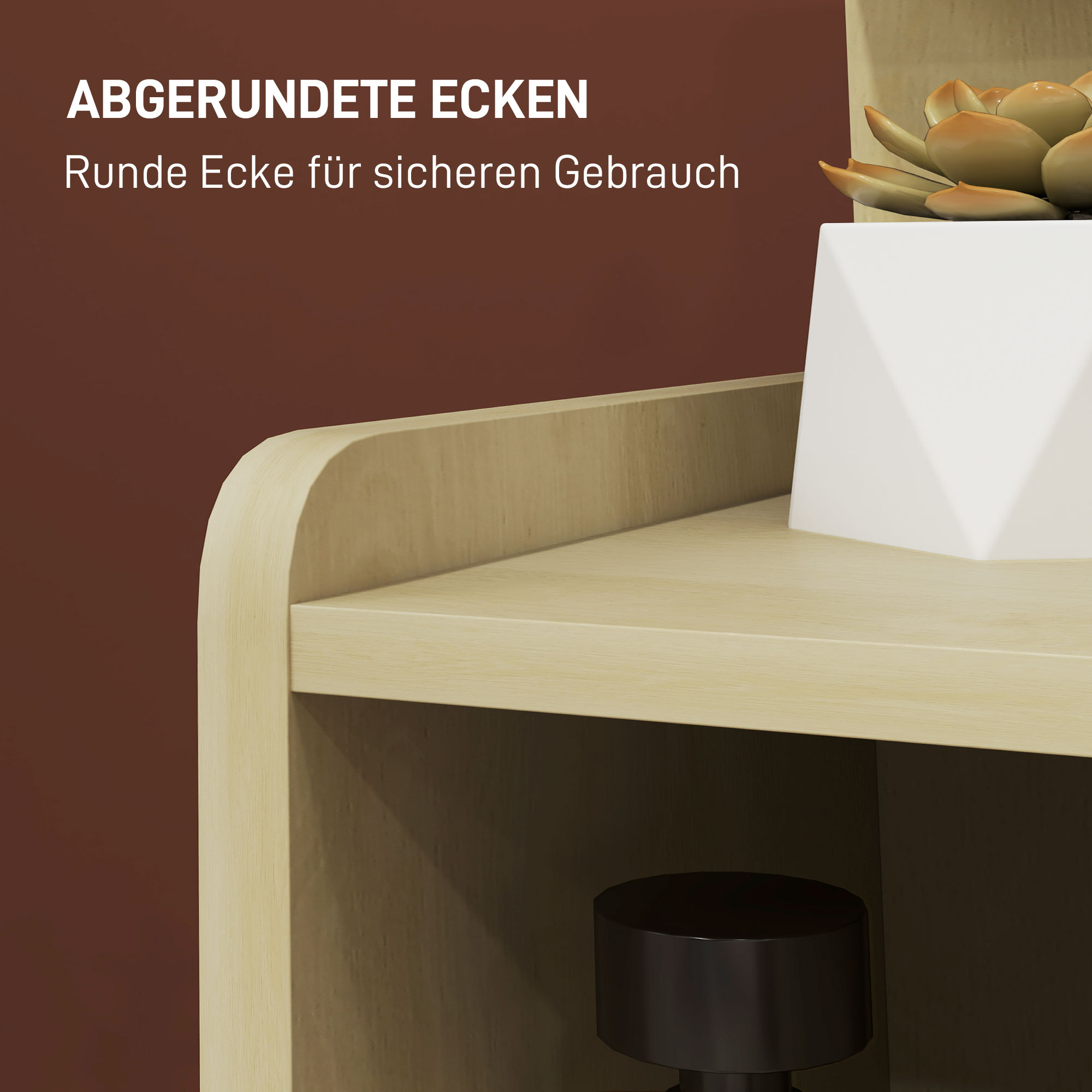 Nachttisch mit 2 Schubladen, offener Ablage, 40x30x60 cm, Holzdekor