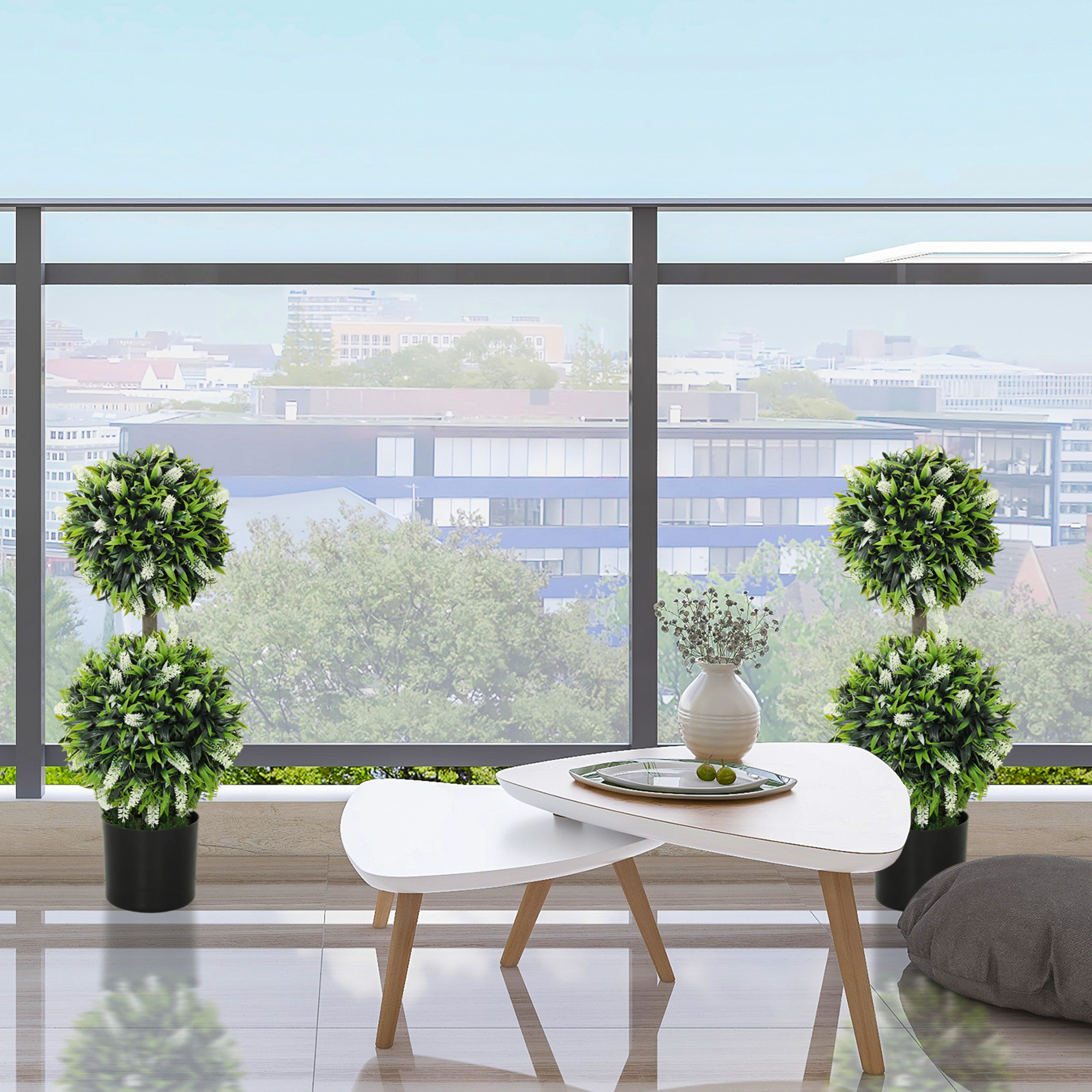 2er-Set Künstliche Pflanzen, UV-beständige Kunstpflanze im Blumentopf, 70 cm Zimmerpflanze für Wohnzimmer, Garten