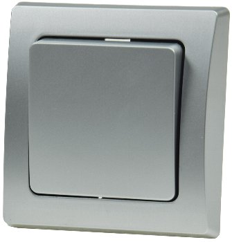DELPHI Wechsel-Schalter, UP, silber / 250V~/ 10A, inkl. Rahmen, Steckanschluss
