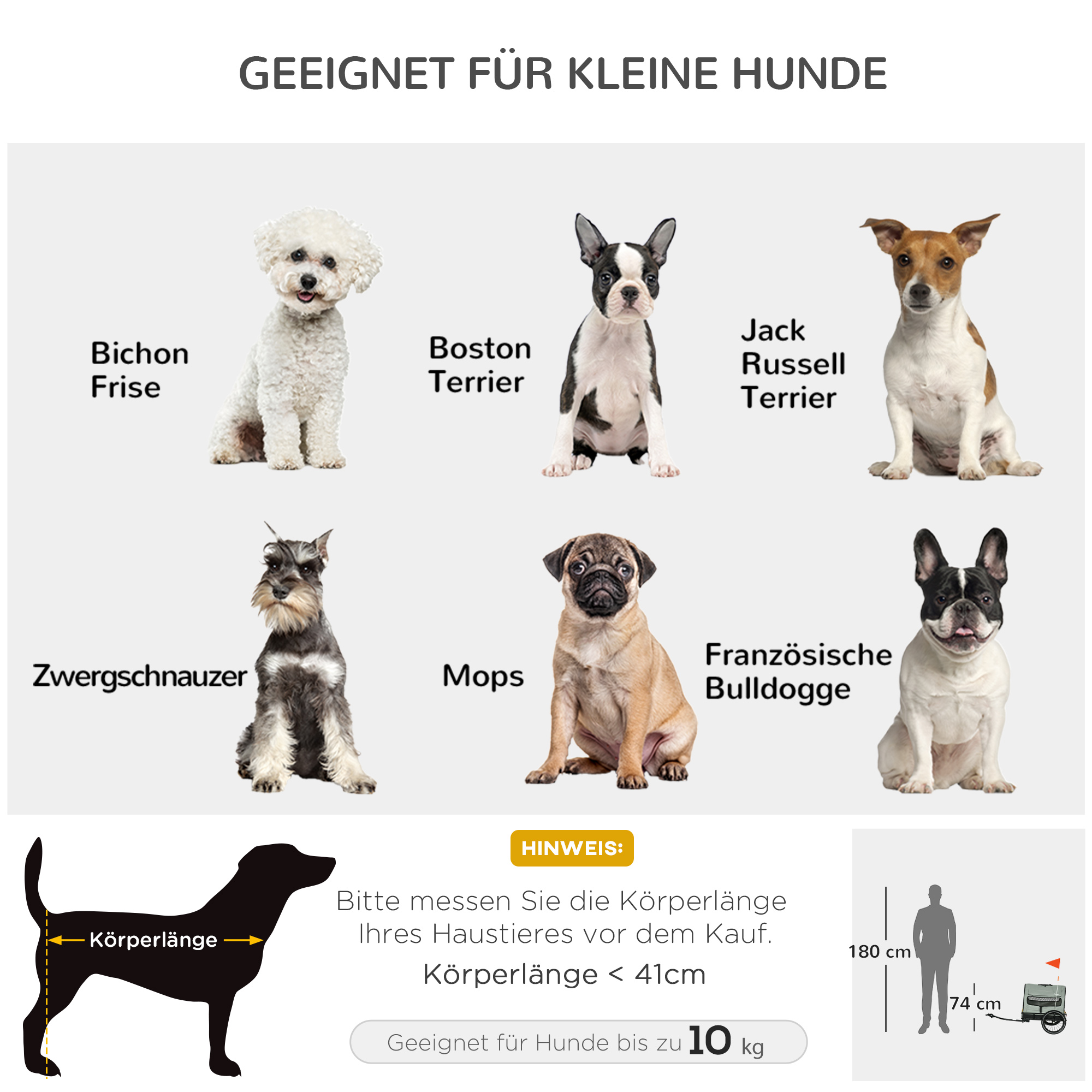 Hundeanhänger Fahrradanhänger Tieranhänger, 1 Wimpel, für Hunde bis zu 10 kg, Grün + Schwarz