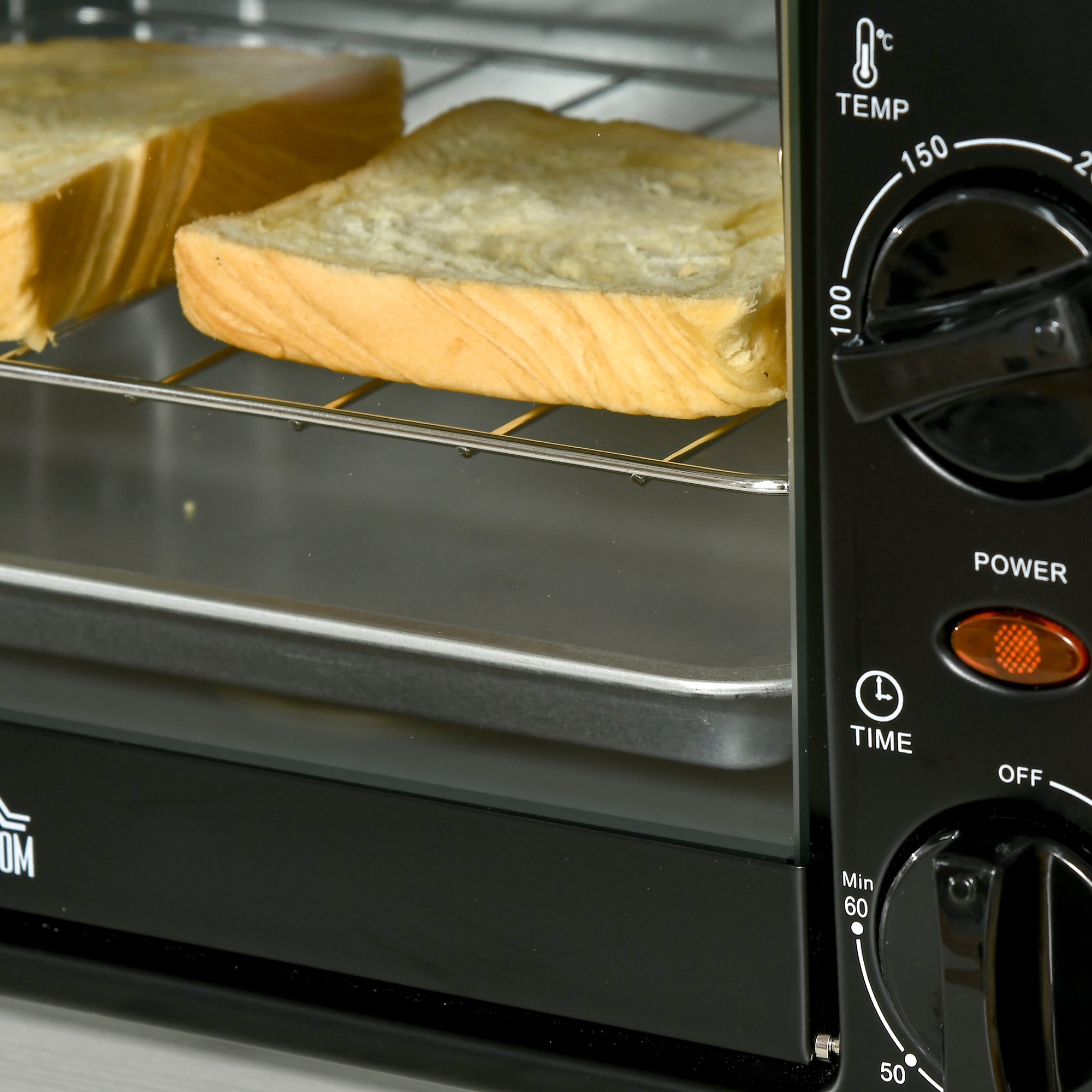 Mini-Ofen Toasterofen, 1 Backblech, 1 Grilrost, 10 L Kapazität, Timer-Funktion, 36,5 cm x 26 cm x 22 cm, Schwarz