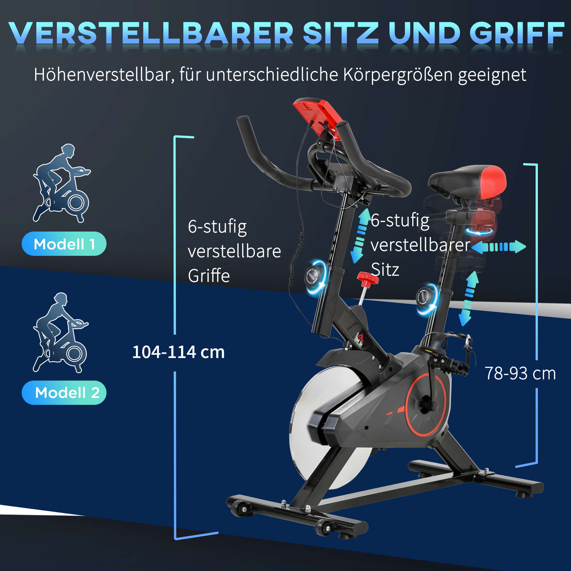 Indoor Cycling Bike Trainer Home Gym Fahrradtrainer Fitnessfahrrad 85 x 46 x 114 cm