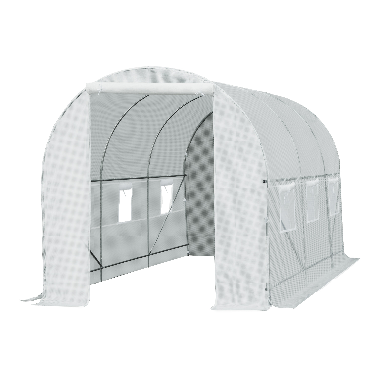 Foliengewächshaus Treibhaus begehbar mit Metallrahmen 4,45 x 2 x 2m Weiß