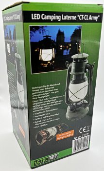 LED Camping Laterne "CT-CL Army", ØxH 12x23,5cm, 4x AA, warmweiß, dimmbar