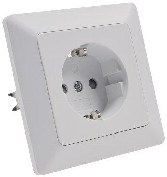 MILOS Schutzkontakt-Steckdose, weiß matt, 250V~/ 16A, inkl. Rahmen, Klemmanschluss