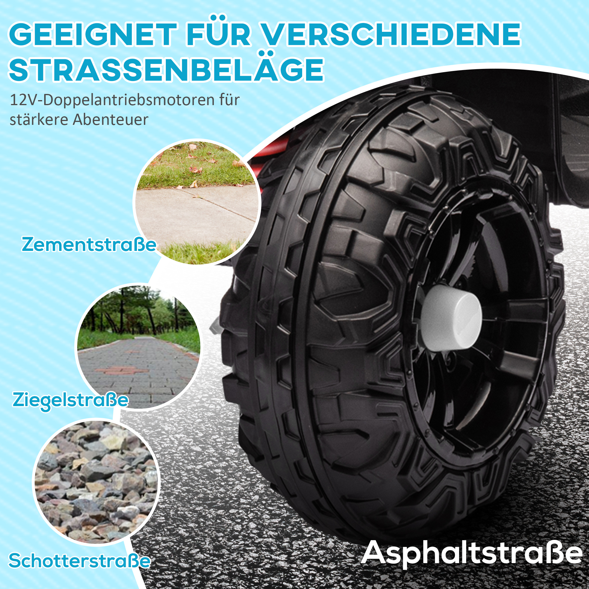 Elektro-Kinderquad, Licht & Musik, Federung, 5 km/h, 50 Min. Fahrzeit, für 3-5 Jahre, Weiß