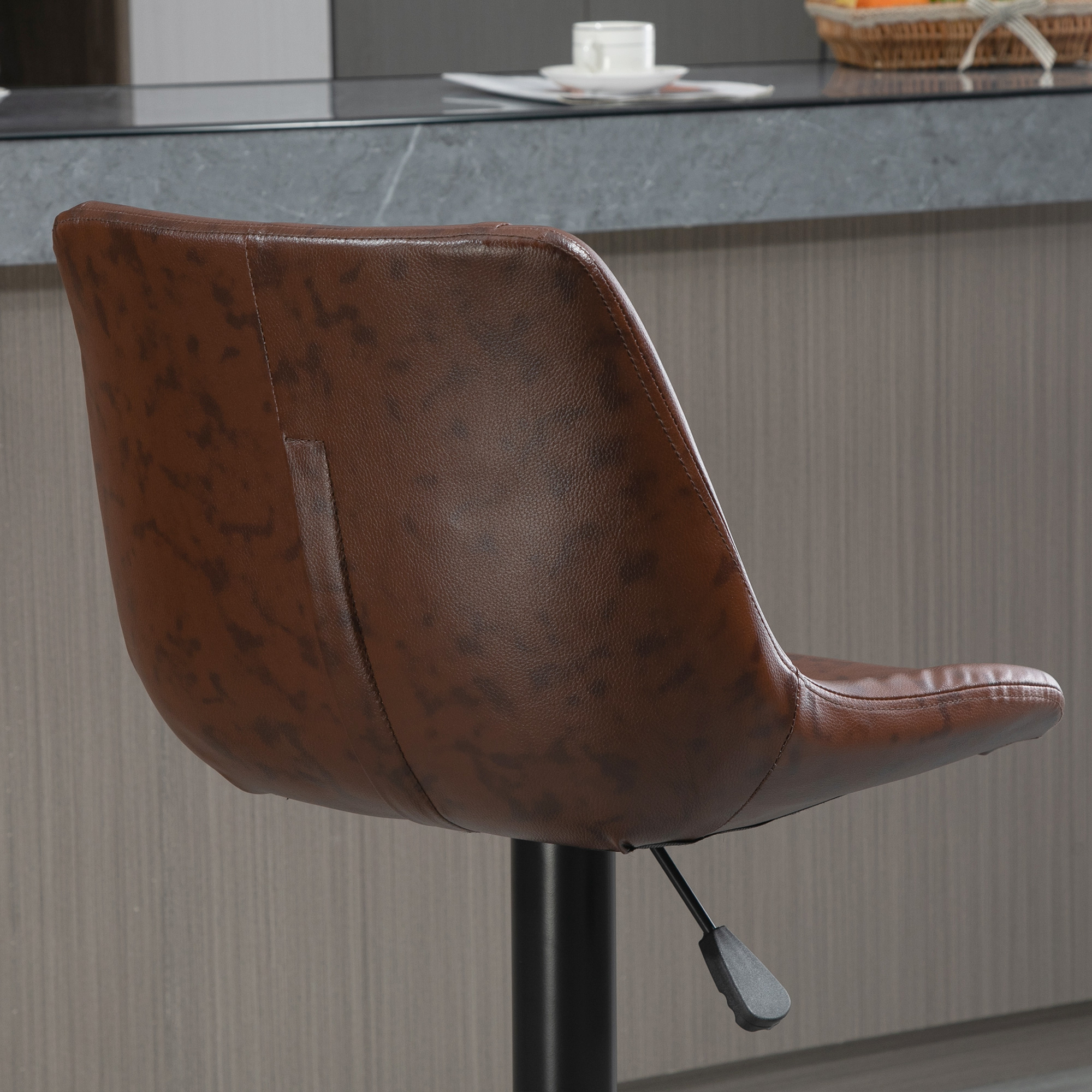 2er-Set Barhocker Barhocker Barstühle, höhenverstellbar, inkl, Fußstütze, 46,5cm x 50cm x 108cm, Schwarz + Braun