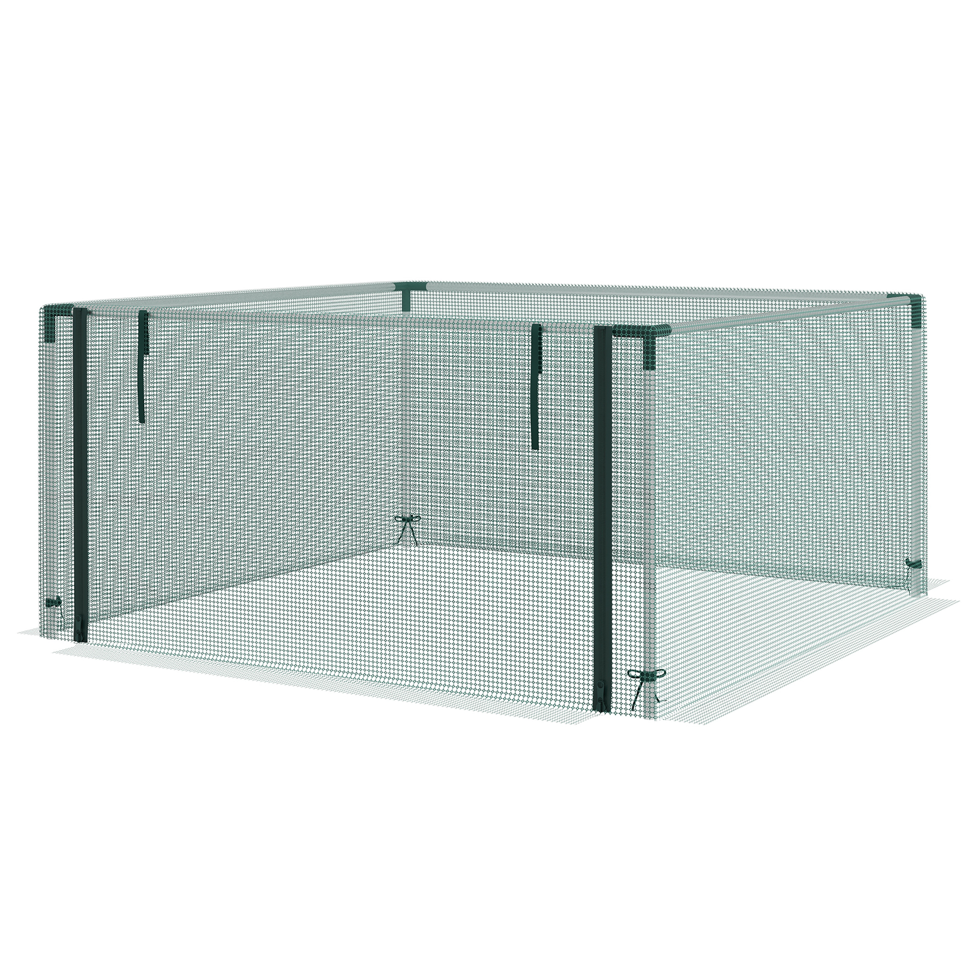 Pflanzenschutznetz, Gemüseschutz, Reißverschlusstür, Stahlrahmen, 125x125x62,5 cm, Grün/Silber