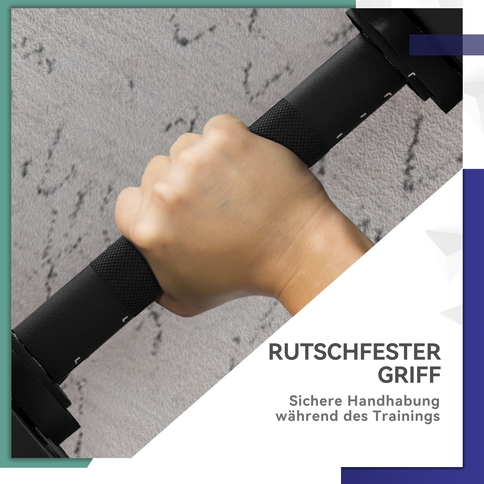 2-in-1 Hantel-Set, Lang- & Kurzhantel, 25 kg, rutschfest, bodenschonend, Schwarz/Grün