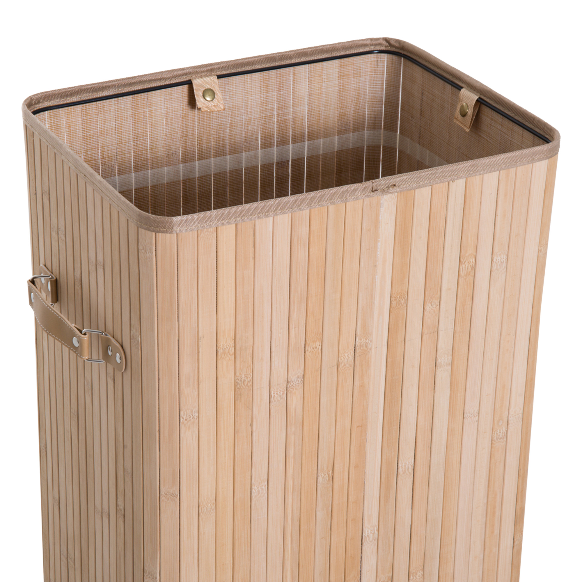 Wäschekorb schmal mit Deckel 72L Wäschesammler mit Griff, herausnehmbarer Wäschesack, Wäschebox für Waschküche Schlafzimmer Badezimmer Natur