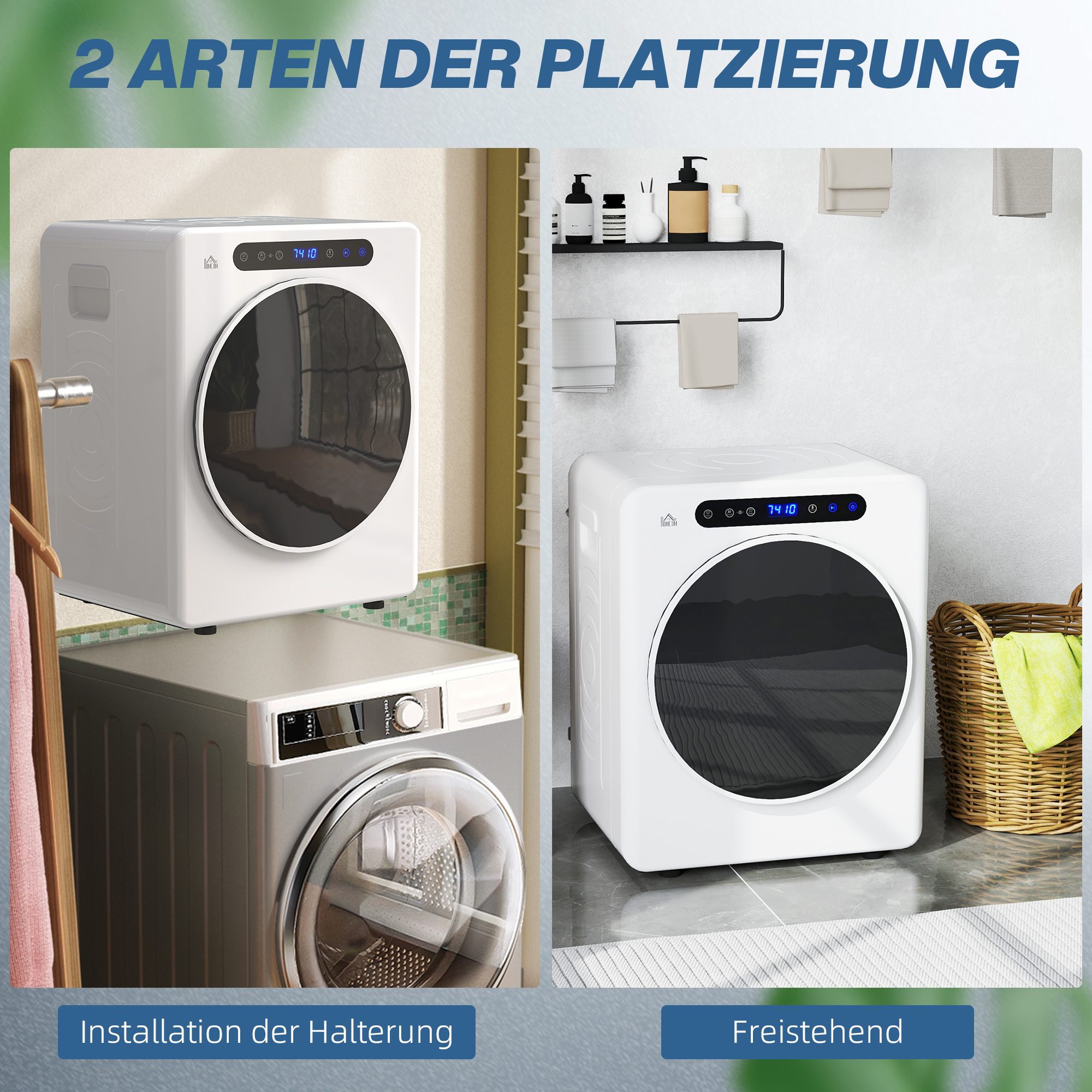 Wäschetrockner, 6 Programme, 40-60?, 3 kg Kapazität, kompakt, Touch-Bedienung, Weiß