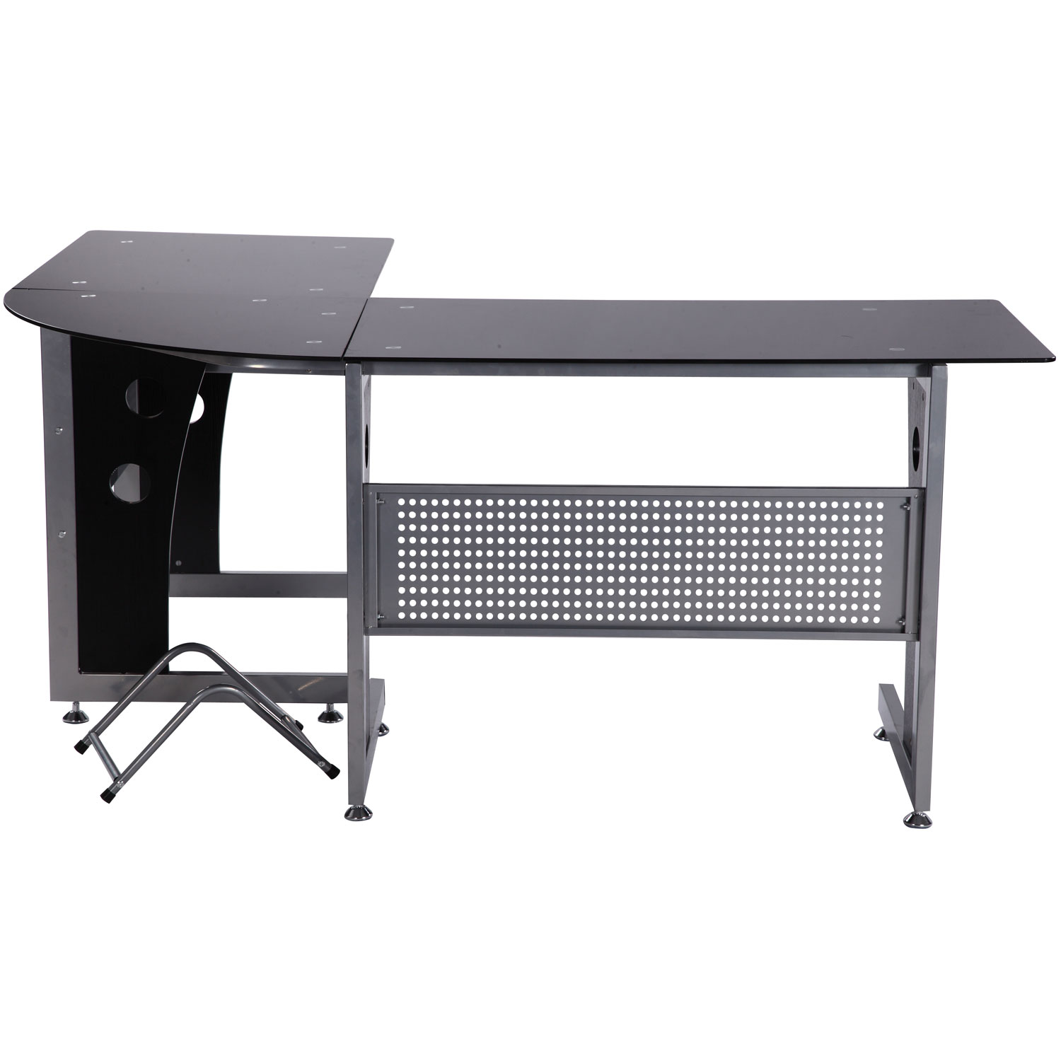 Computertisch Eckschreibtisch Schreibtisch Bürotisch PC Tisch mit schwarzem Sicherheitsglas L-förmig 164x139x75 cm